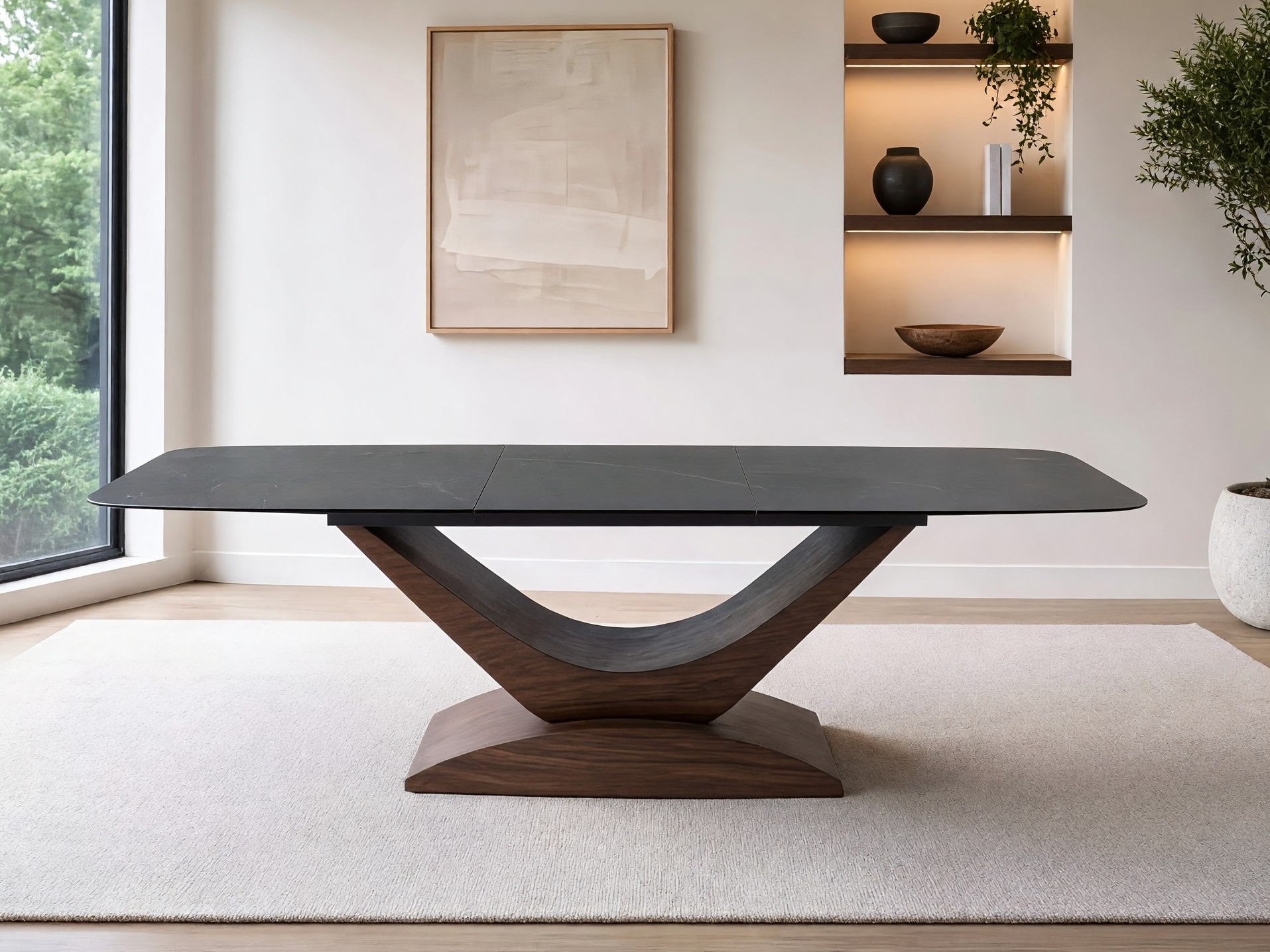 Table Detroit 1001 (Walnut + Grey marble)