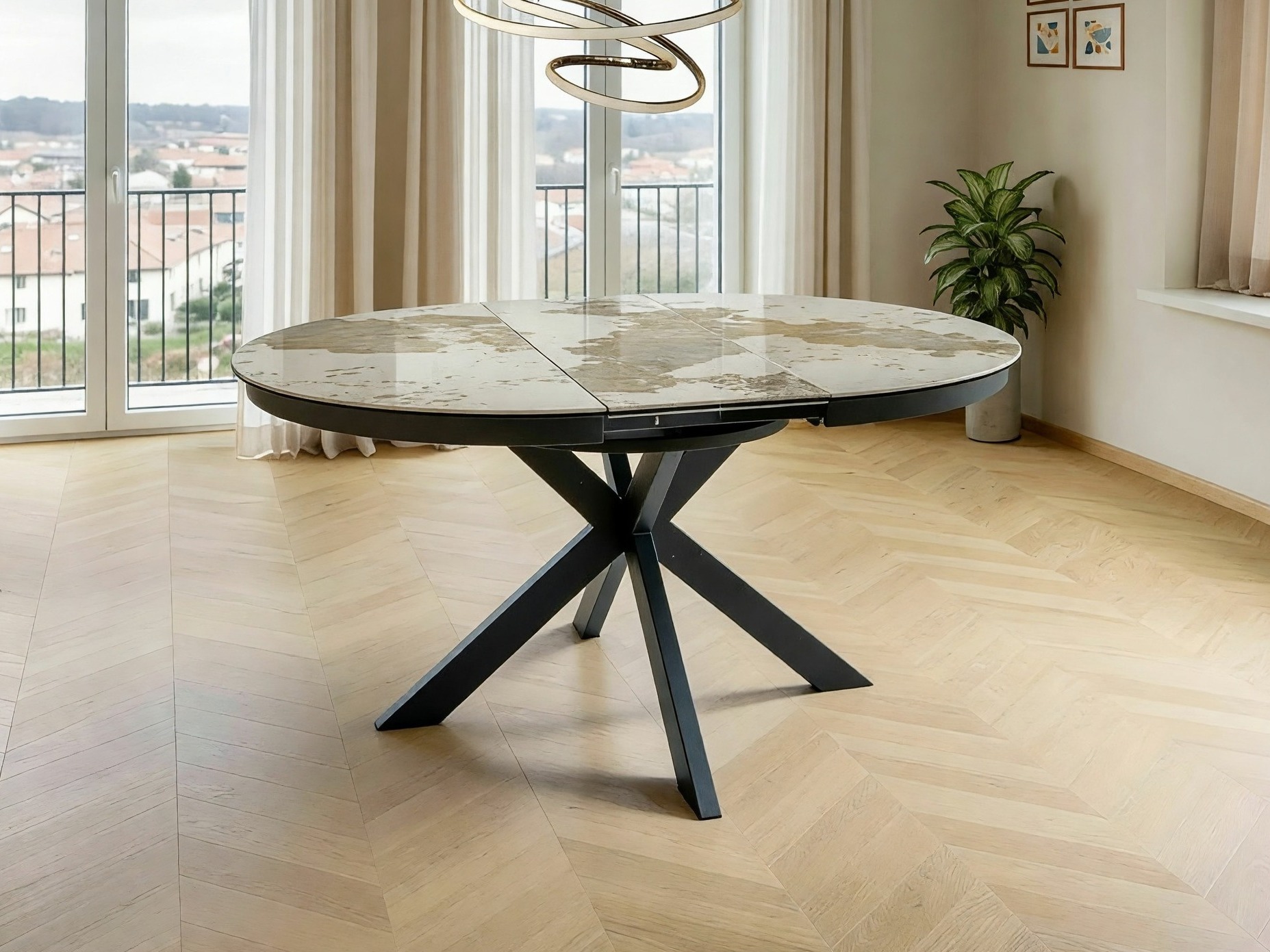 Table Detroit 998 (White marble + Black)