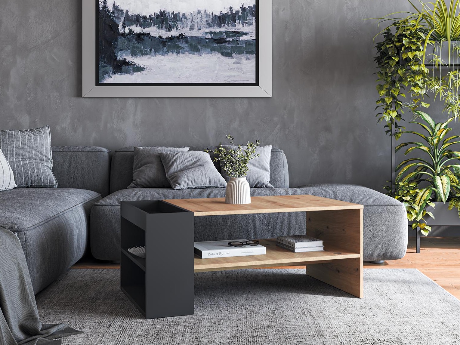 Coffee table Houston 1946 (Black + Artisan oak)