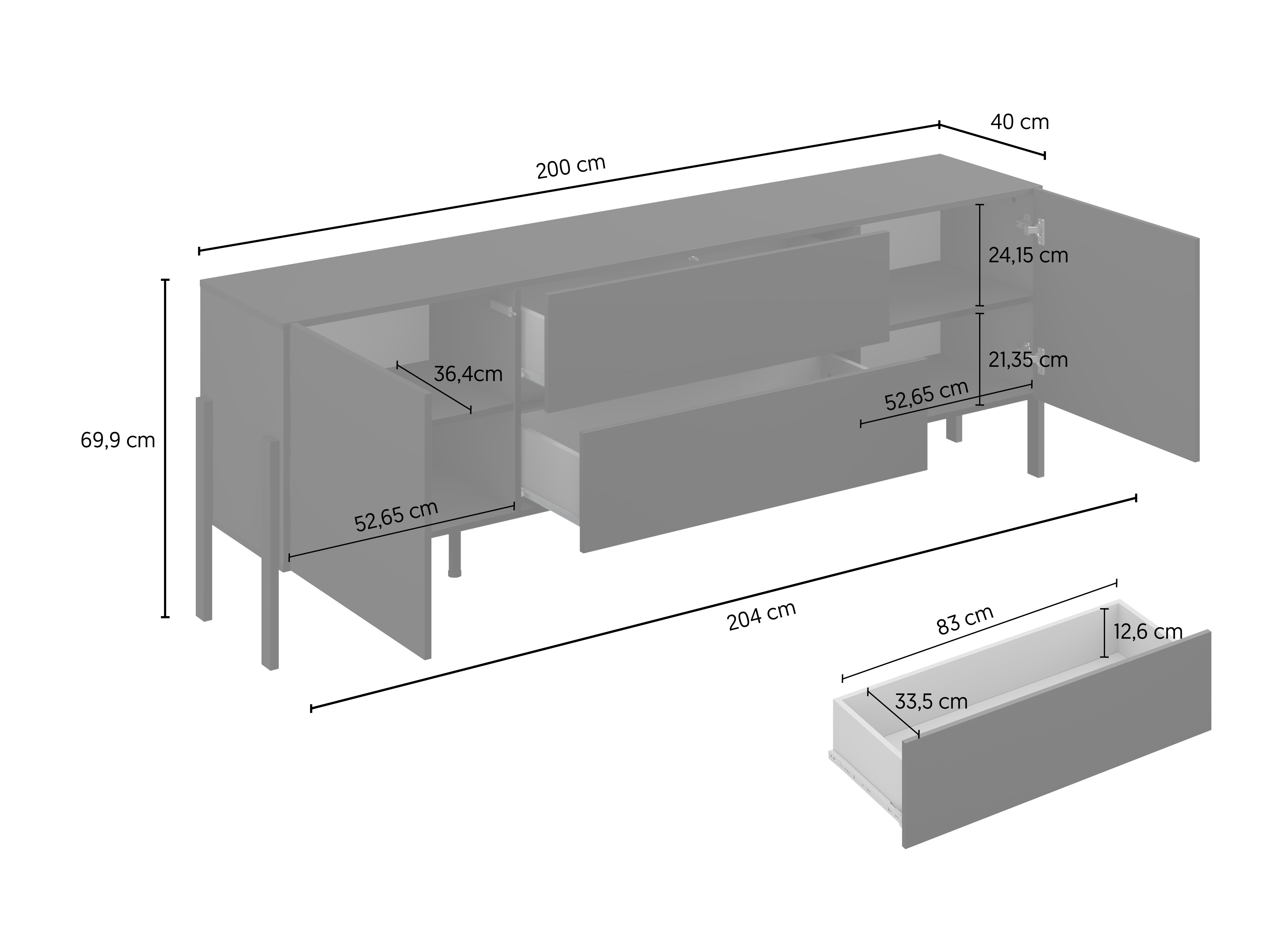 TV stand Etsore 102 (Black)
