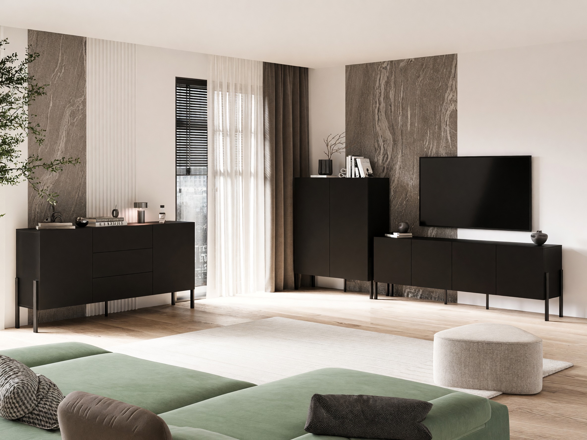 Living room set Etsore 105 (Black)