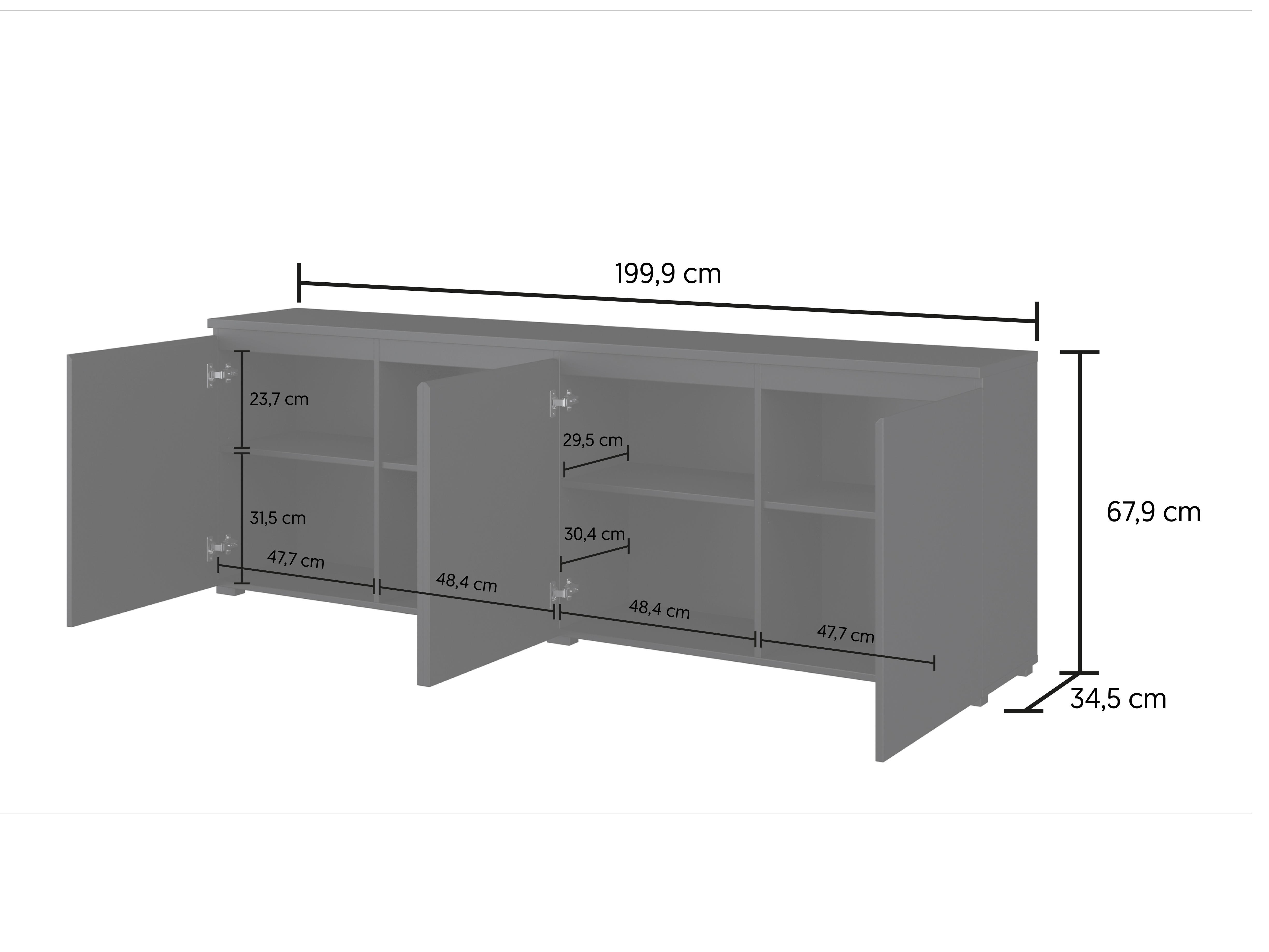 Sideboard Baletu 105 (Black + Oak)