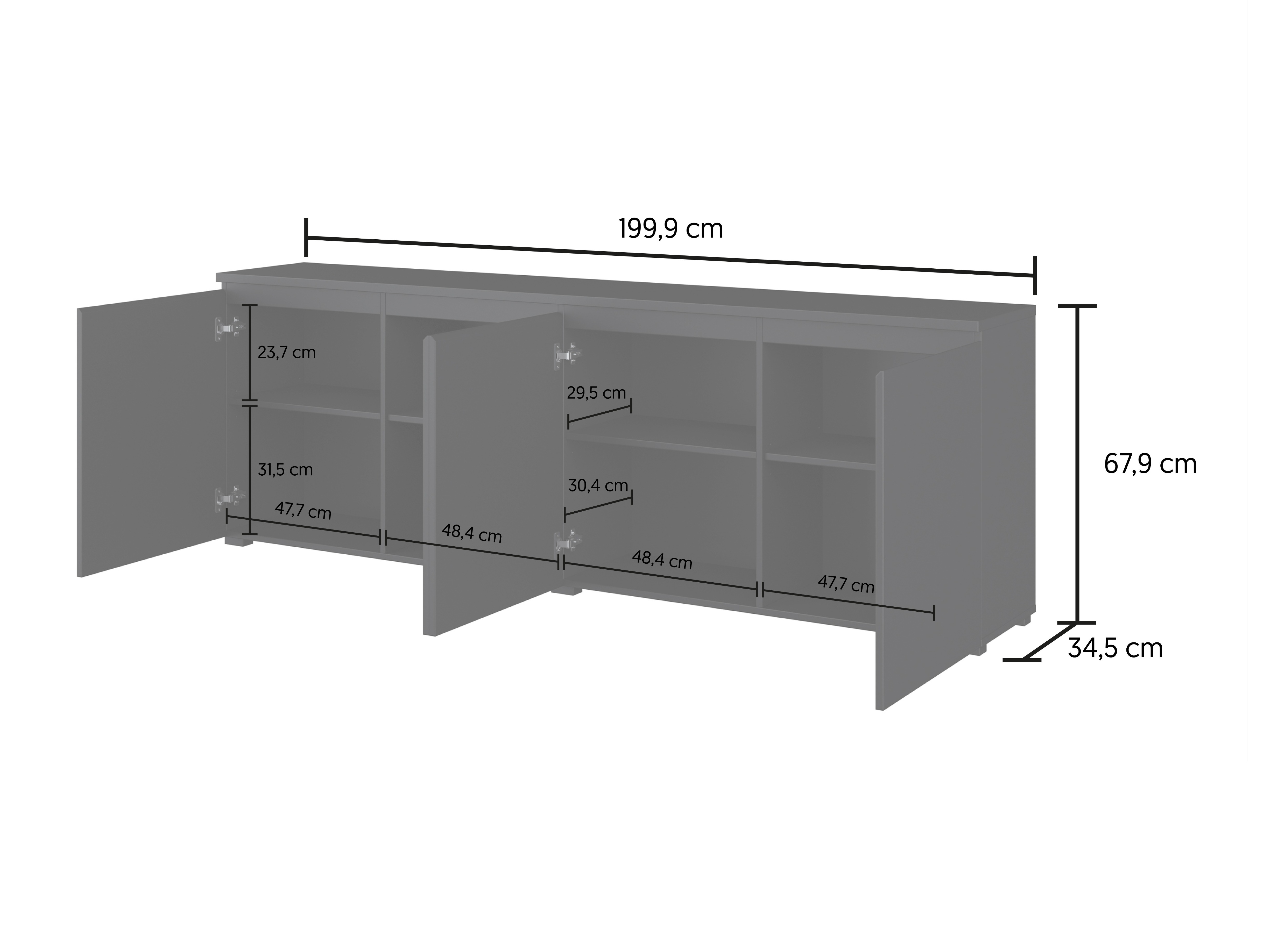 Sideboard Baletu 105 (White + Oak)