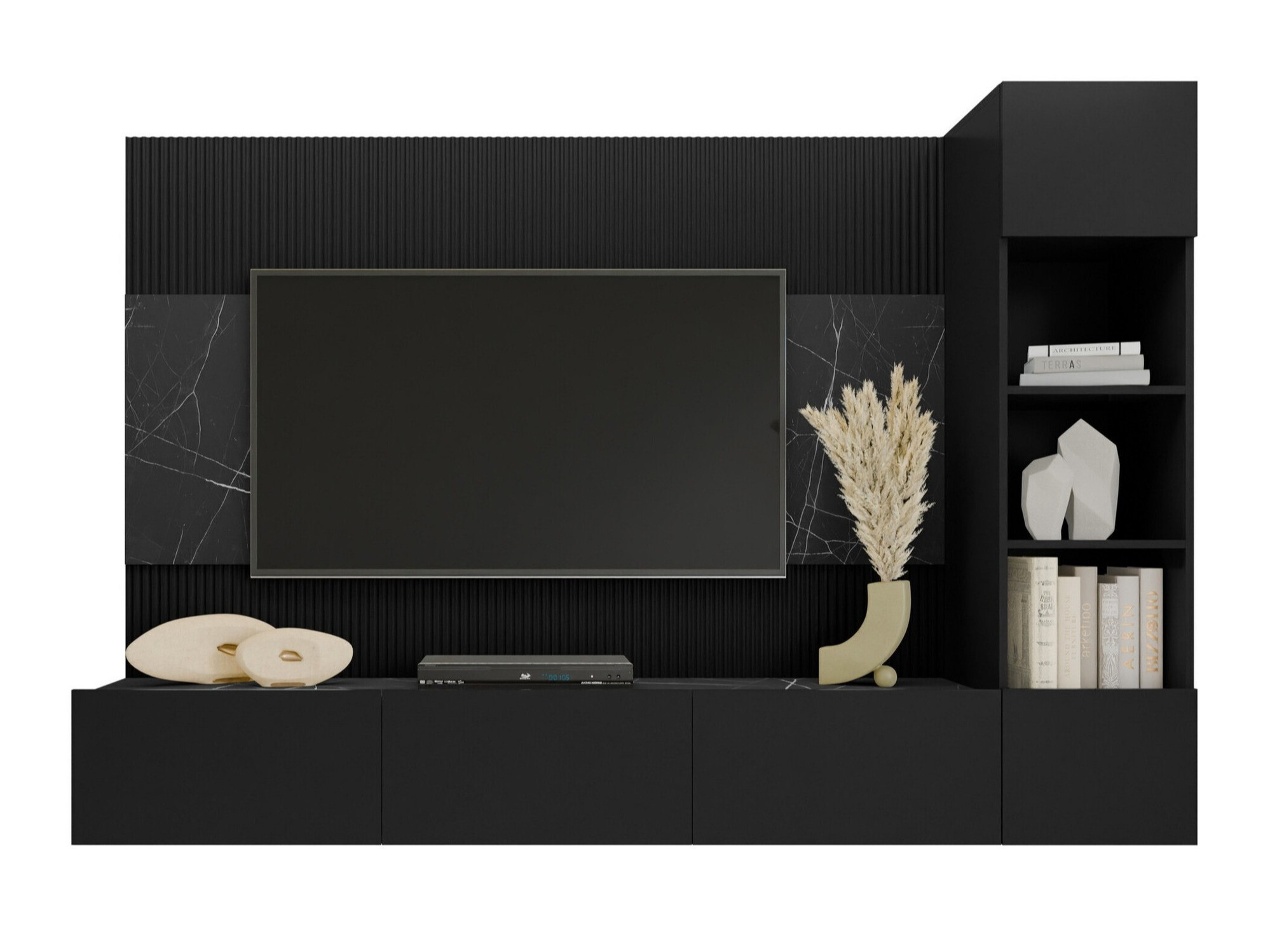 Living room set Comfivo Salix II (Black + Black marble)