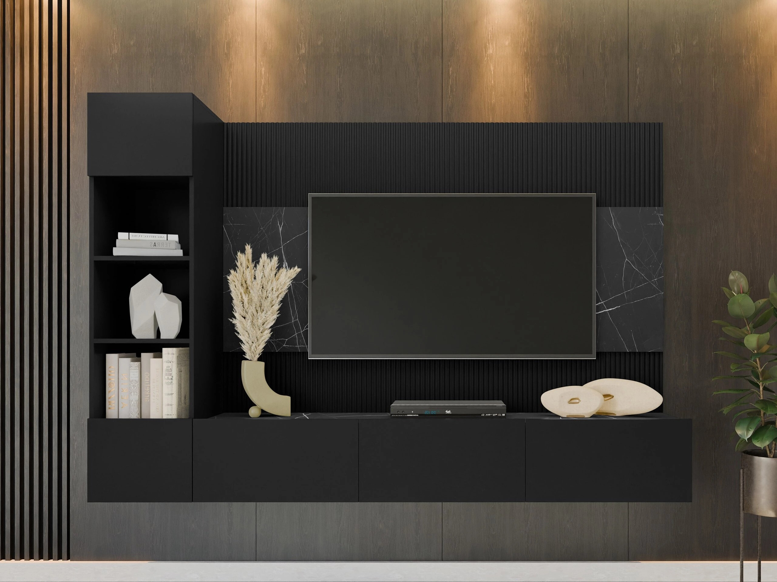 Living room set Comfivo Salix II (Black + Black marble)