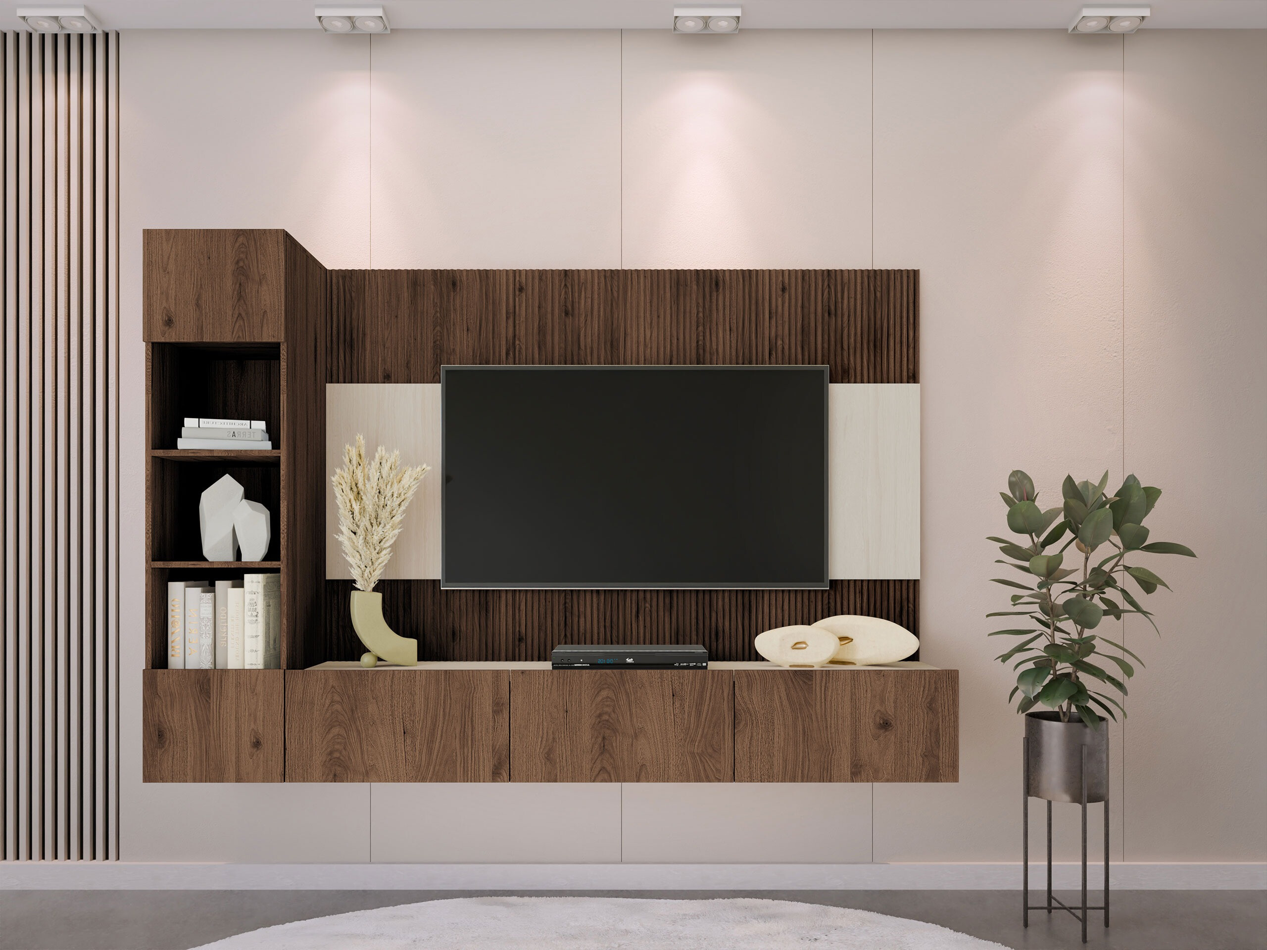 Living room set Comfivo Salix II (Walnut + Light Travertine)
