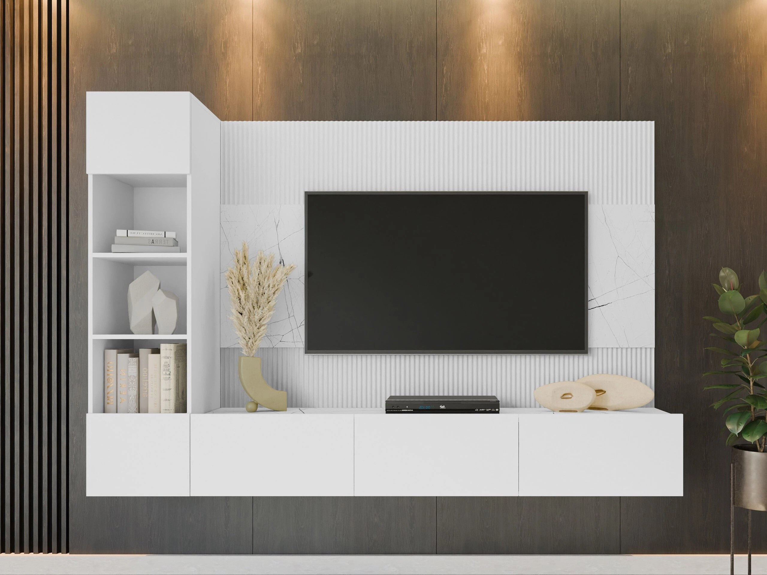 Living room set Comfivo Salix II (White + White marble)