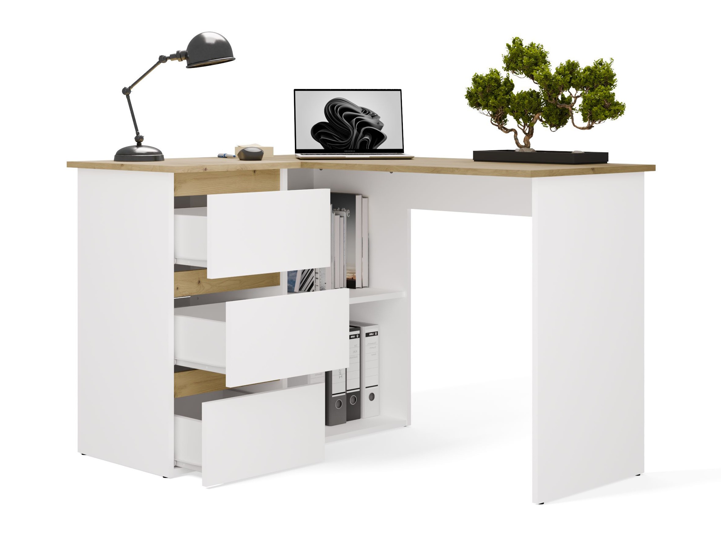 Corner desk Mandeville 365 (Artisan oak + White)