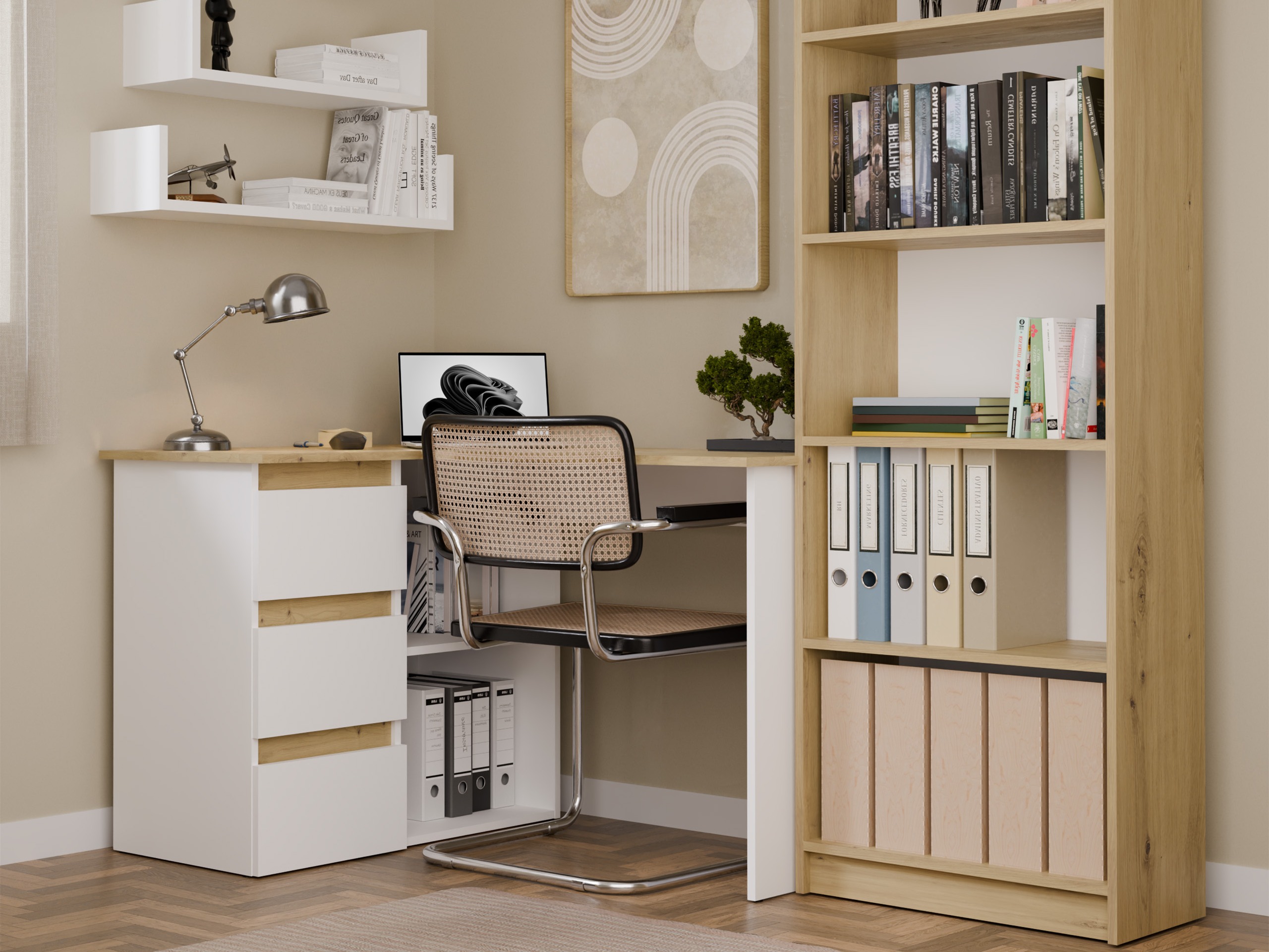 Corner desk Mandeville 365 (Artisan oak + White)