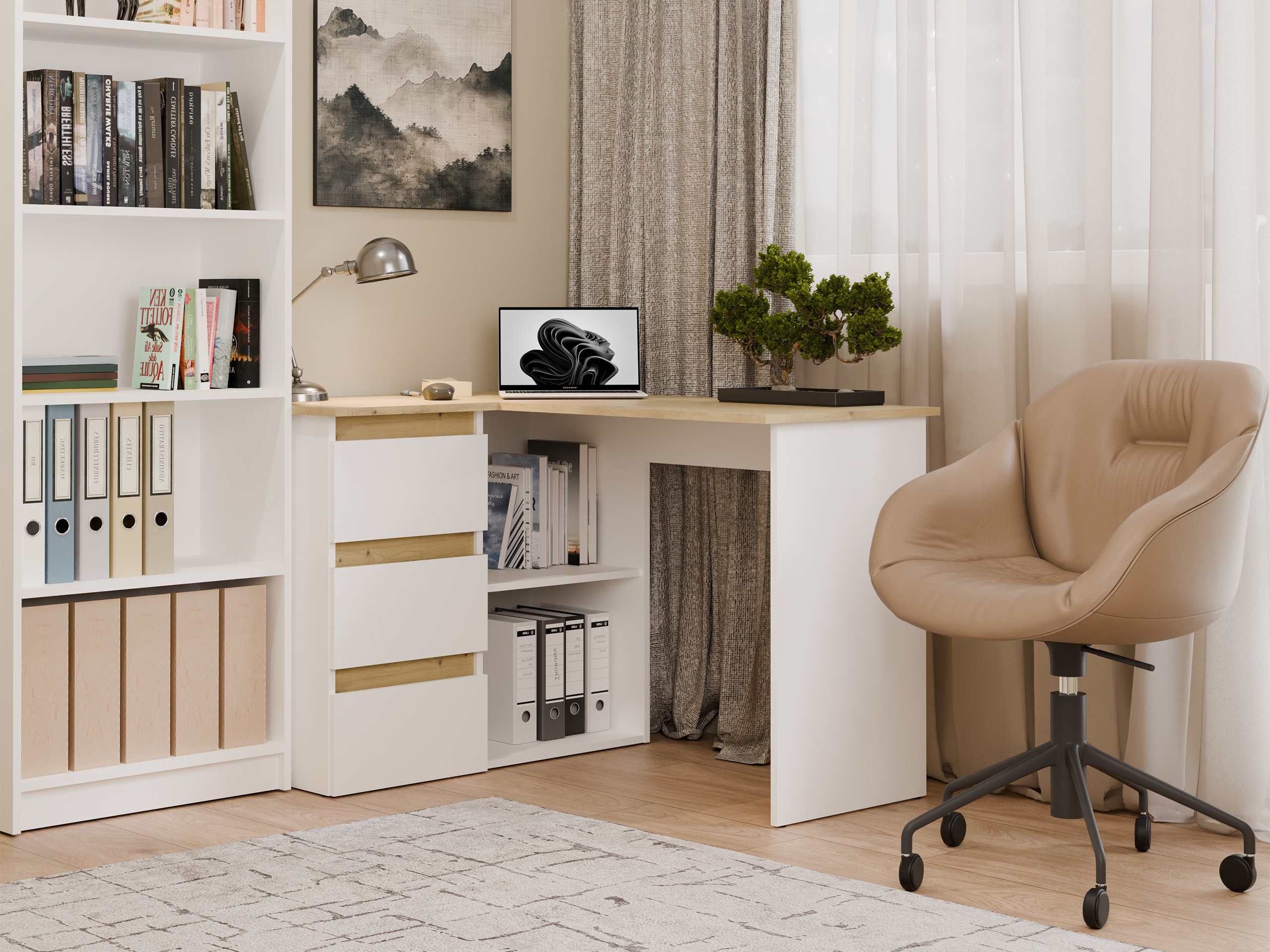 Corner desk Mandeville 365 (Artisan oak + White)