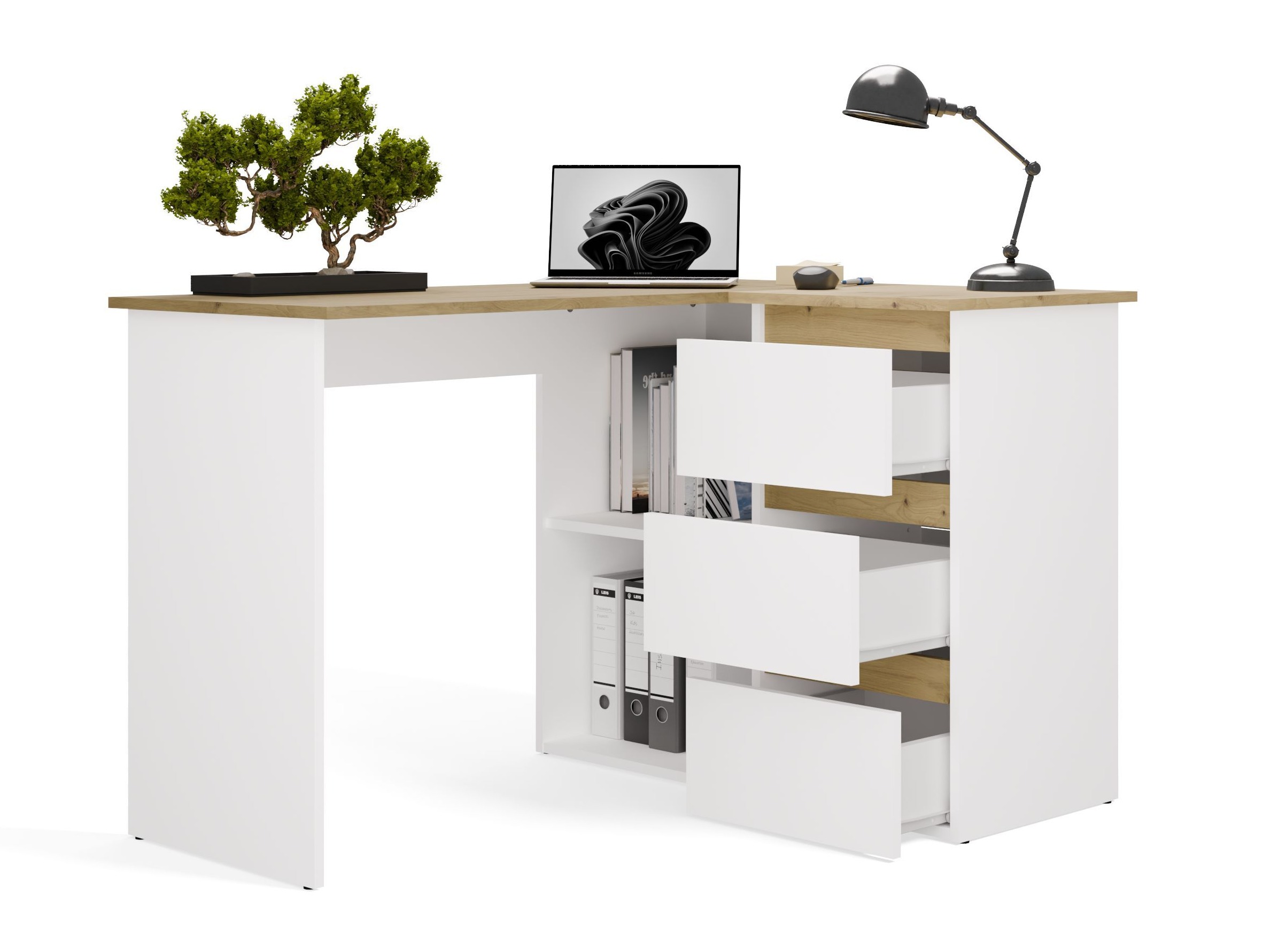 Corner desk Mandeville 365 (Artisan oak + White)