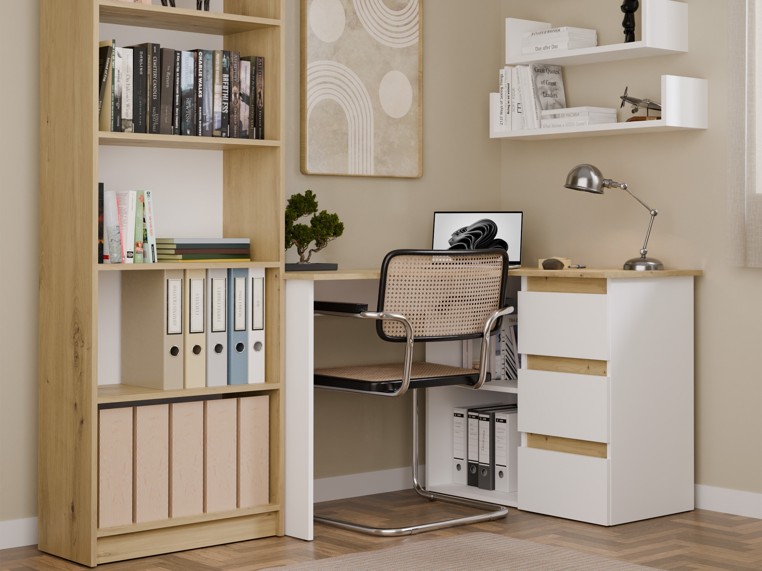 Corner desk Mandeville 365 (Artisan oak + White)