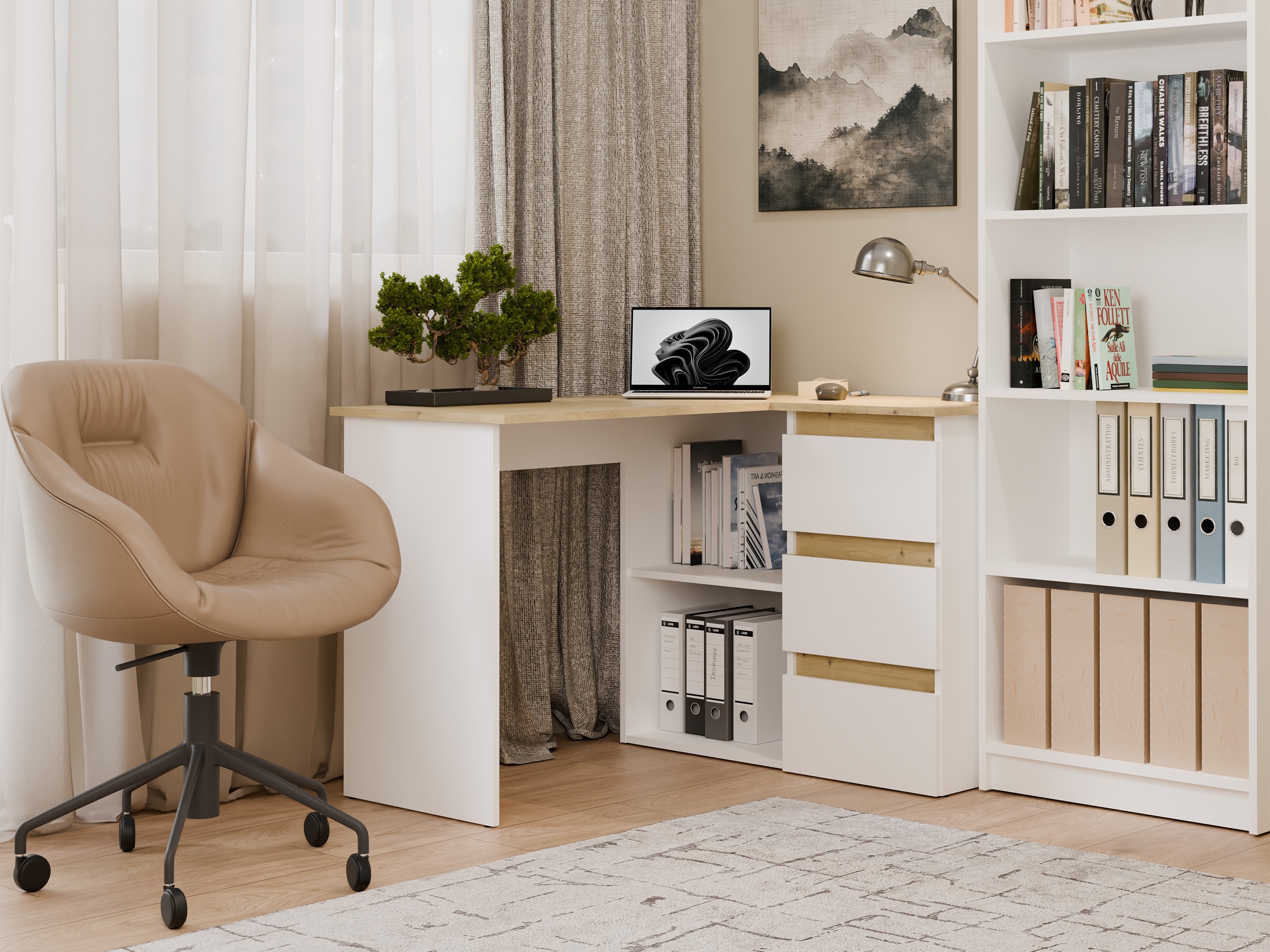 Corner desk Mandeville 365 (Artisan oak + White)