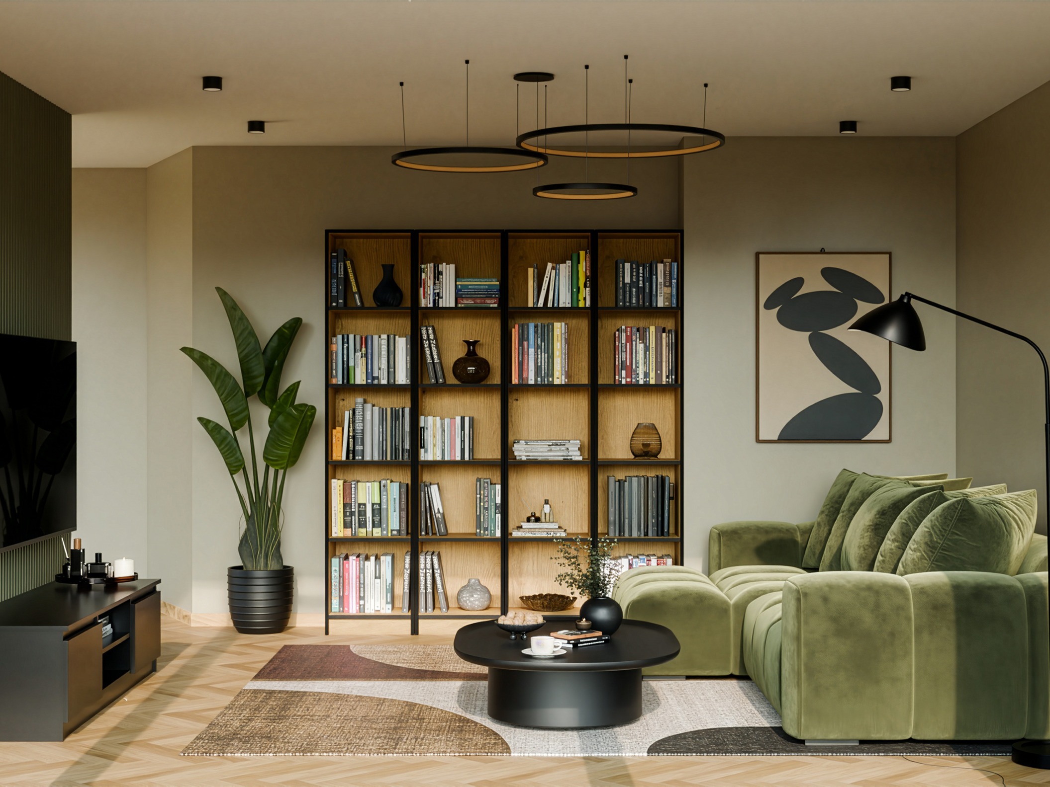 Bookcase Mandeville 183 (Artisan oak + Black)