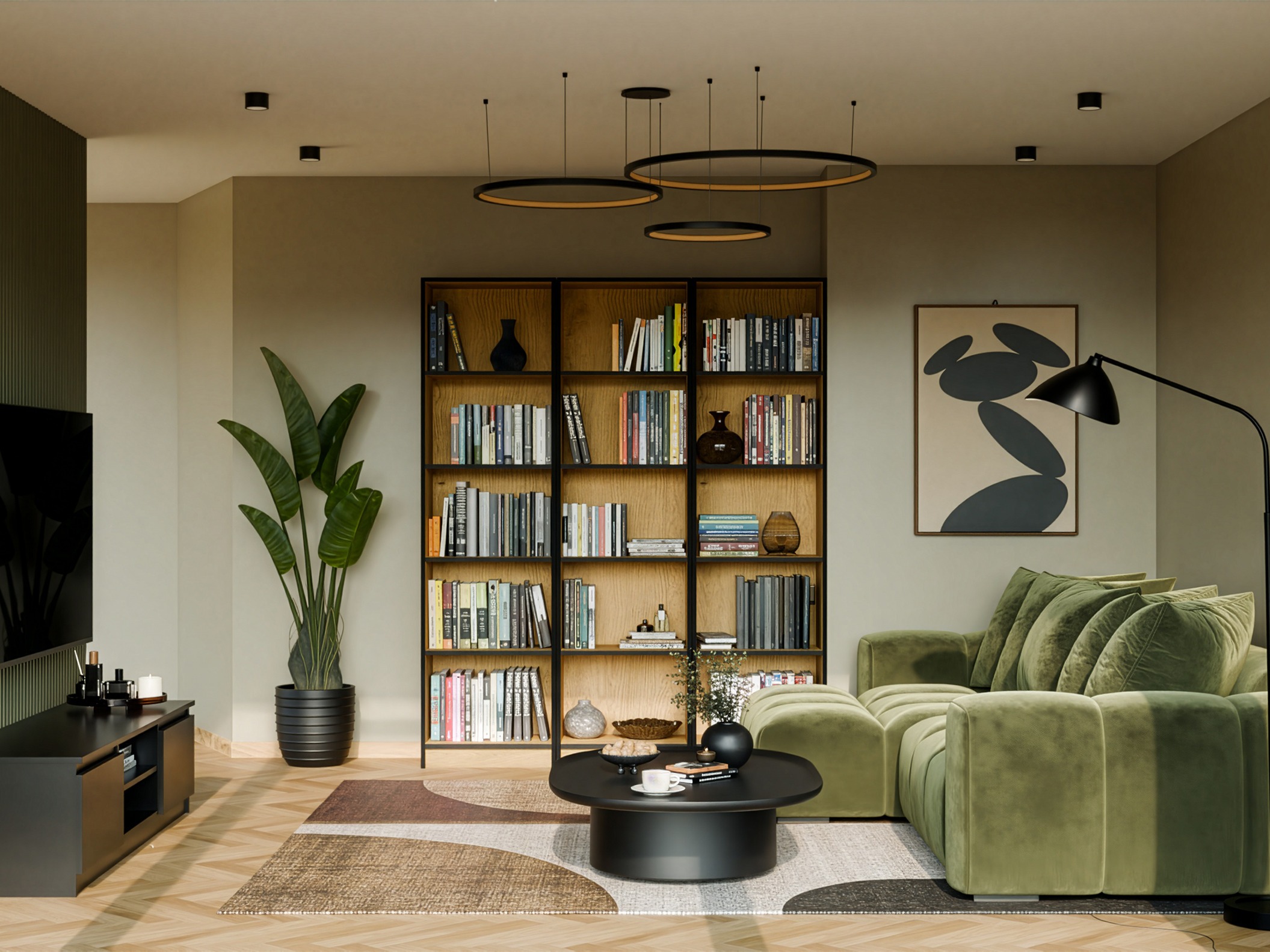 Bookcase Mandeville 188 (Artisan oak + Black)