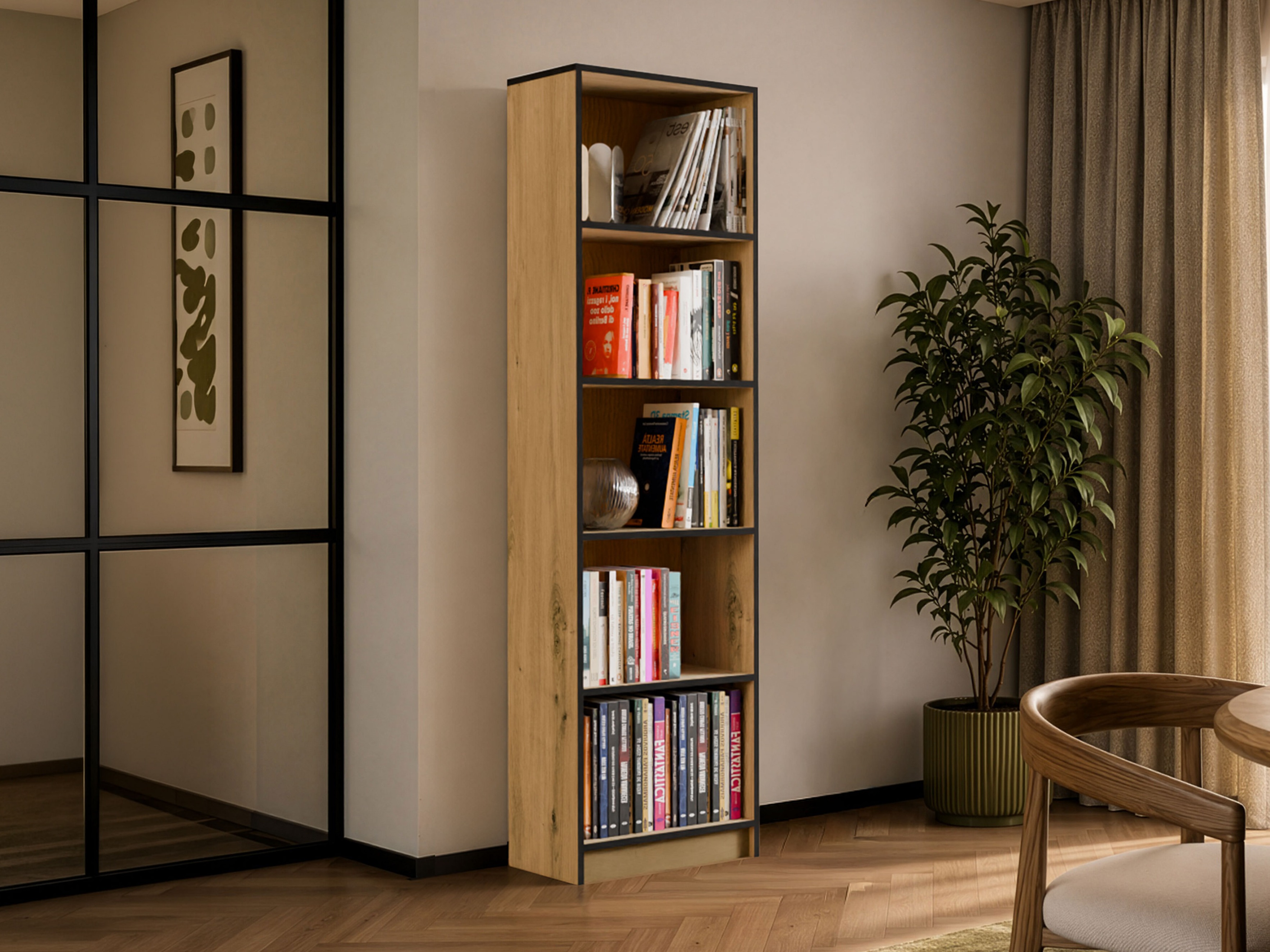 Bookcase Mandeville 188 (Artisan oak + Black)