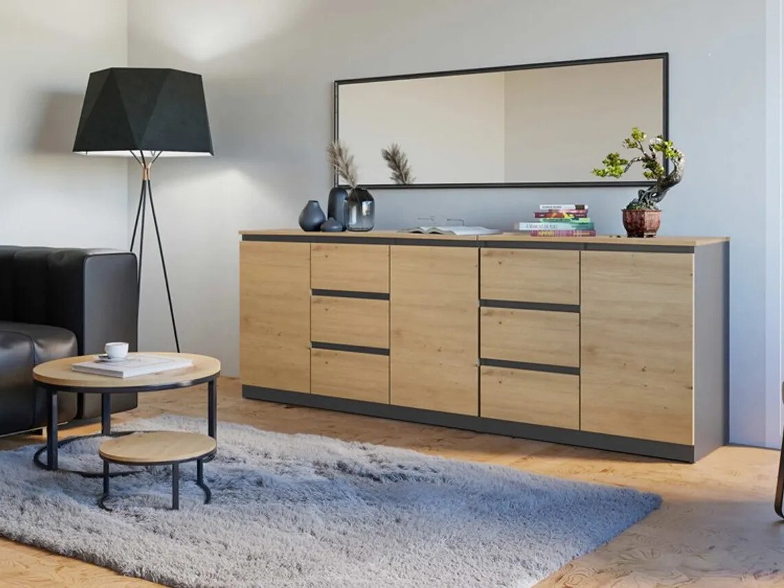 Chest of drawers Elbvelu 109 (Anthracite + Artisan oak)
