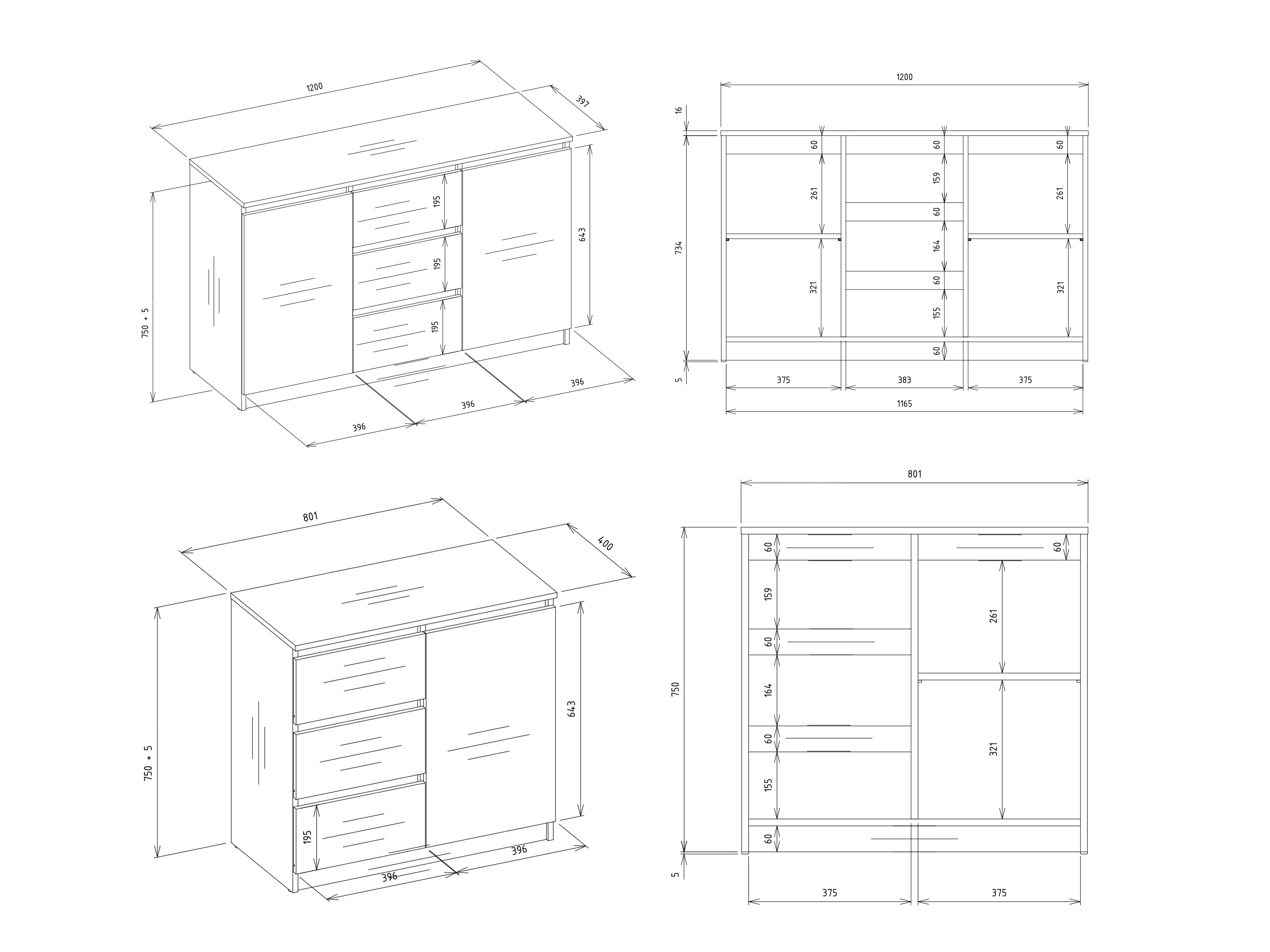 Chest of drawers Elbvelu 109 (Anthracite + Artisan oak)