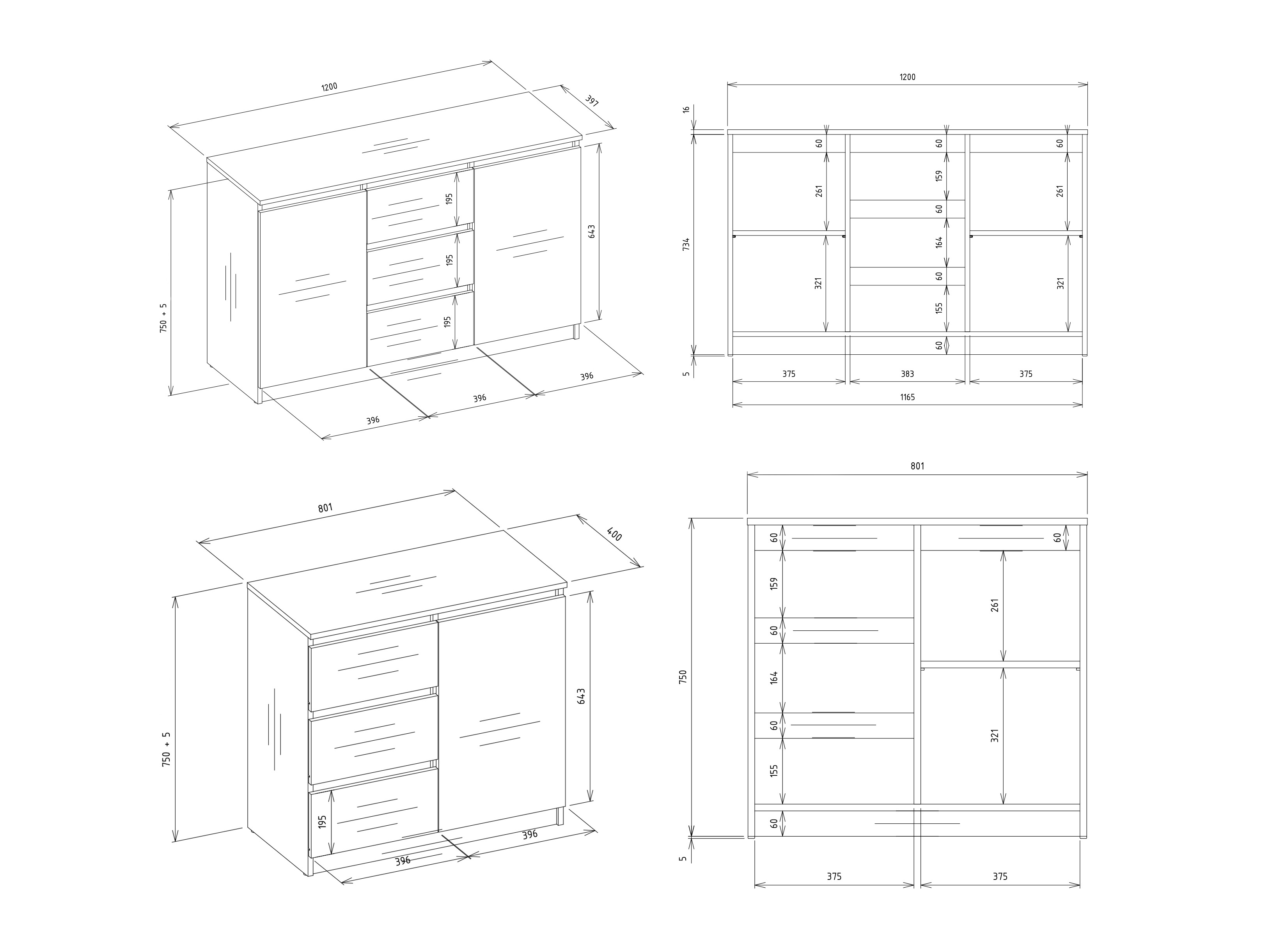 Chest of drawers Elbvelu 109 (White)