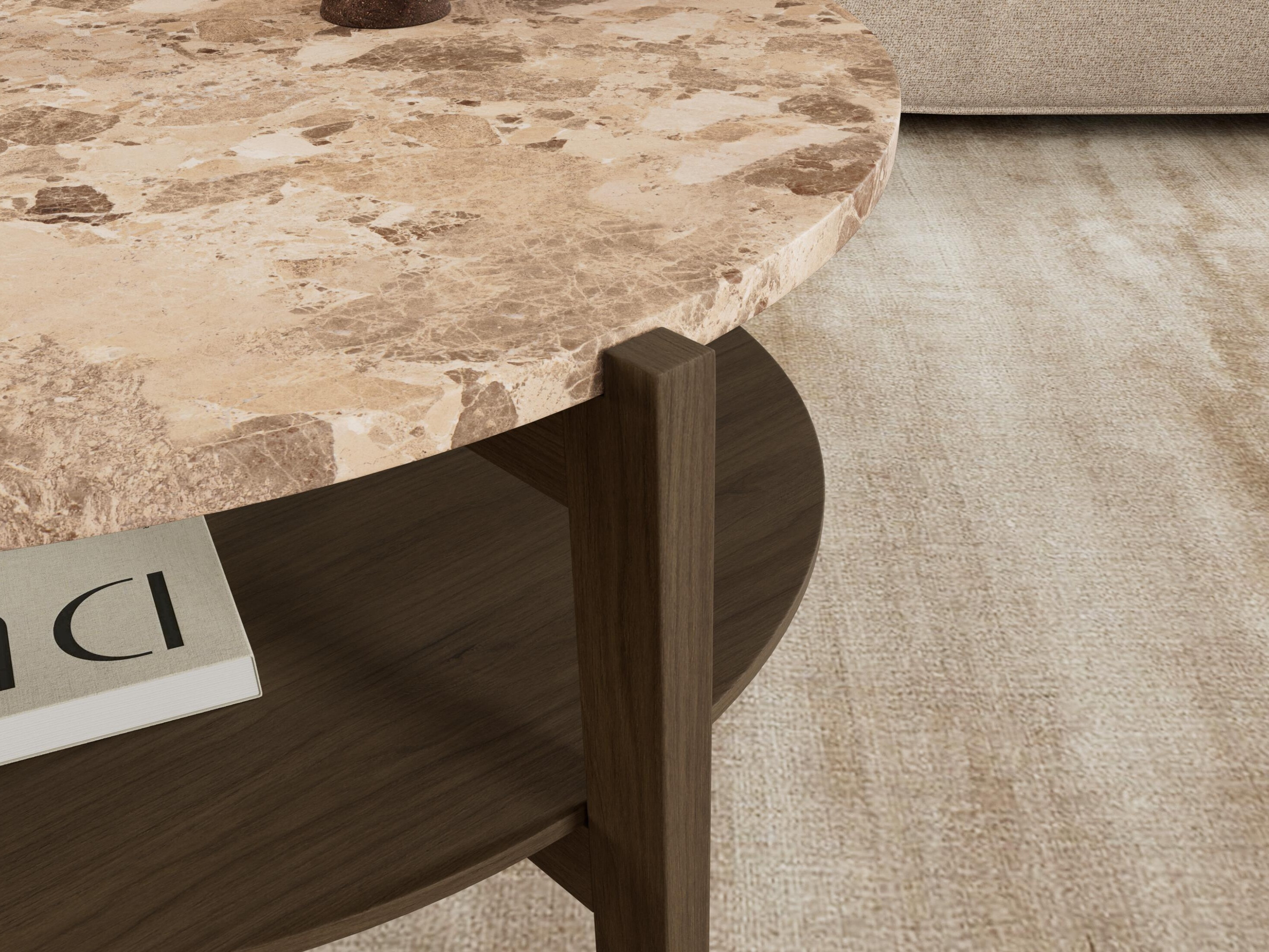 Coffee table Norsica 1099 (Dark oak + Brown marble)