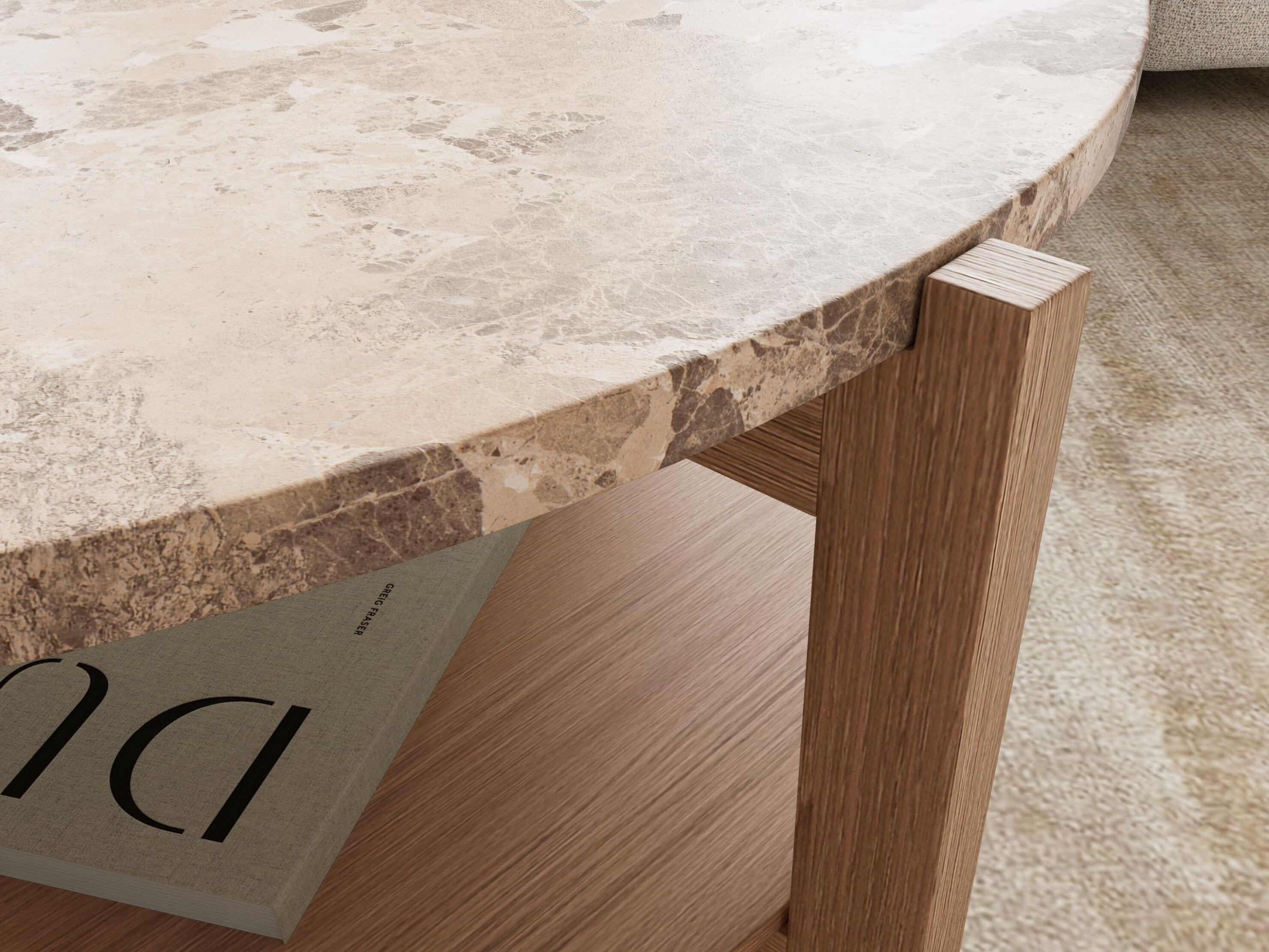 Coffee table Norsica 1099 (Light oak + Brown marble)