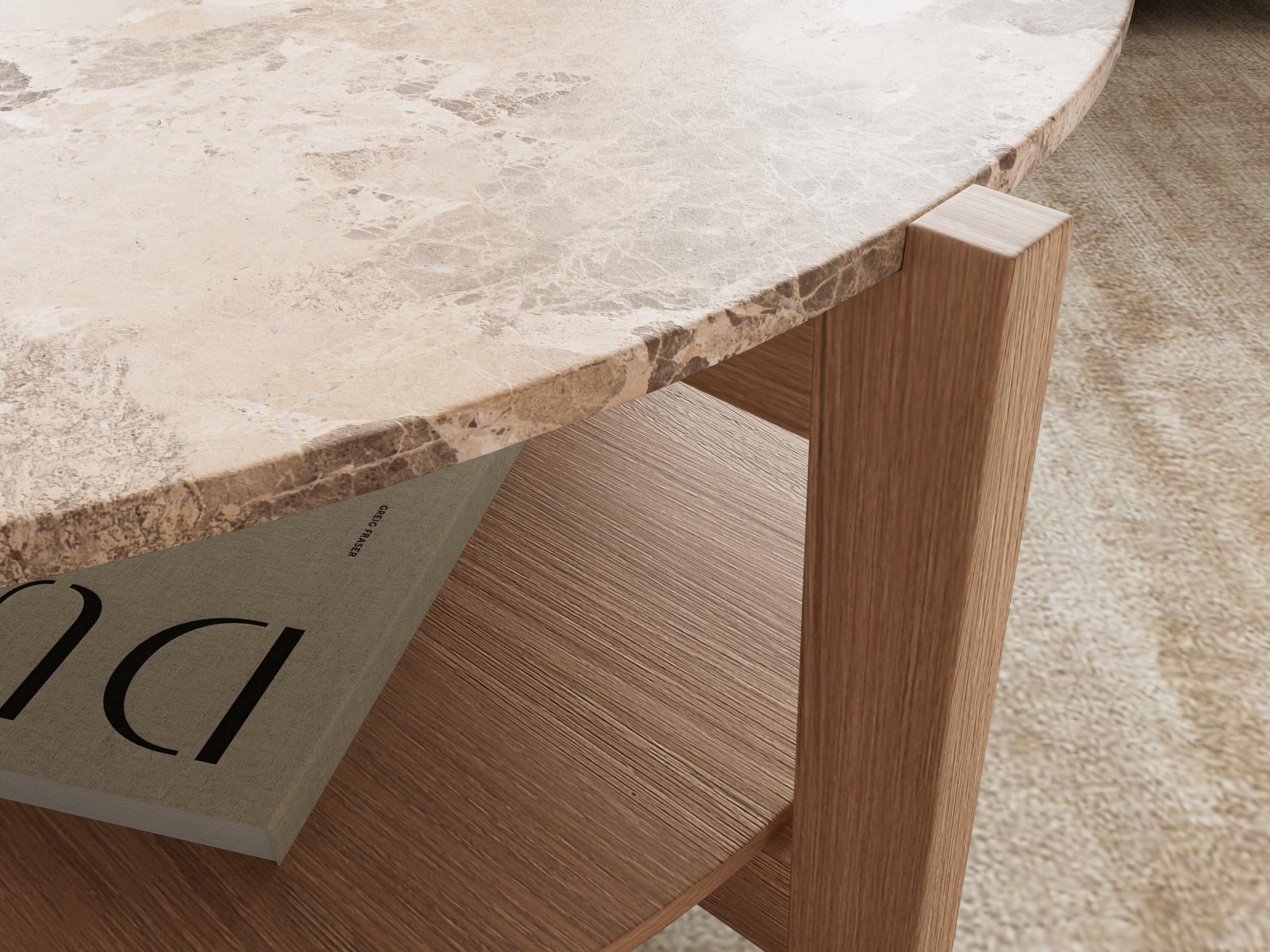 Coffee table Norsica 1099 (Oak + Brown marble)