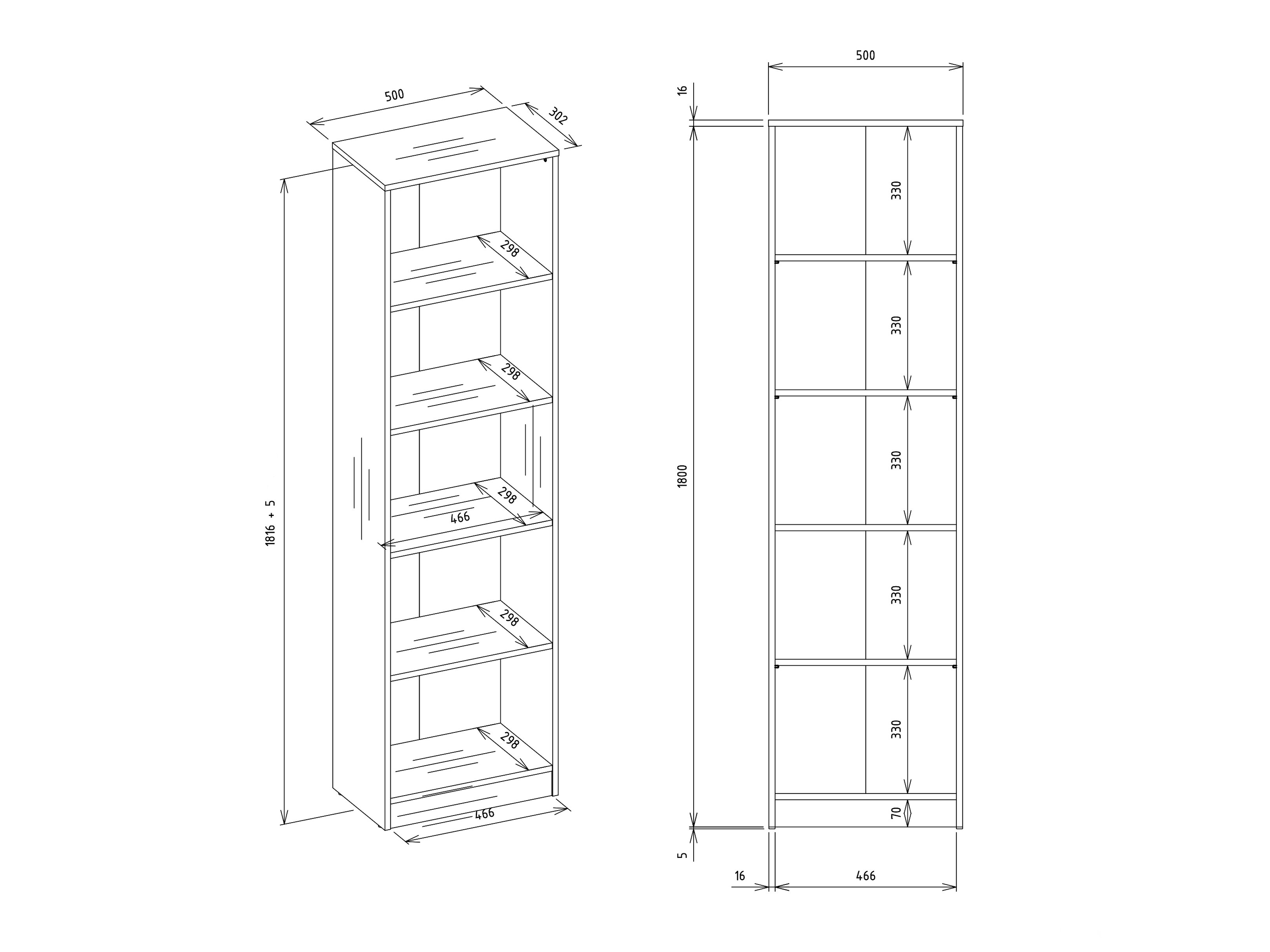 Bookcase Mandeville 188 (Artisan oak)
