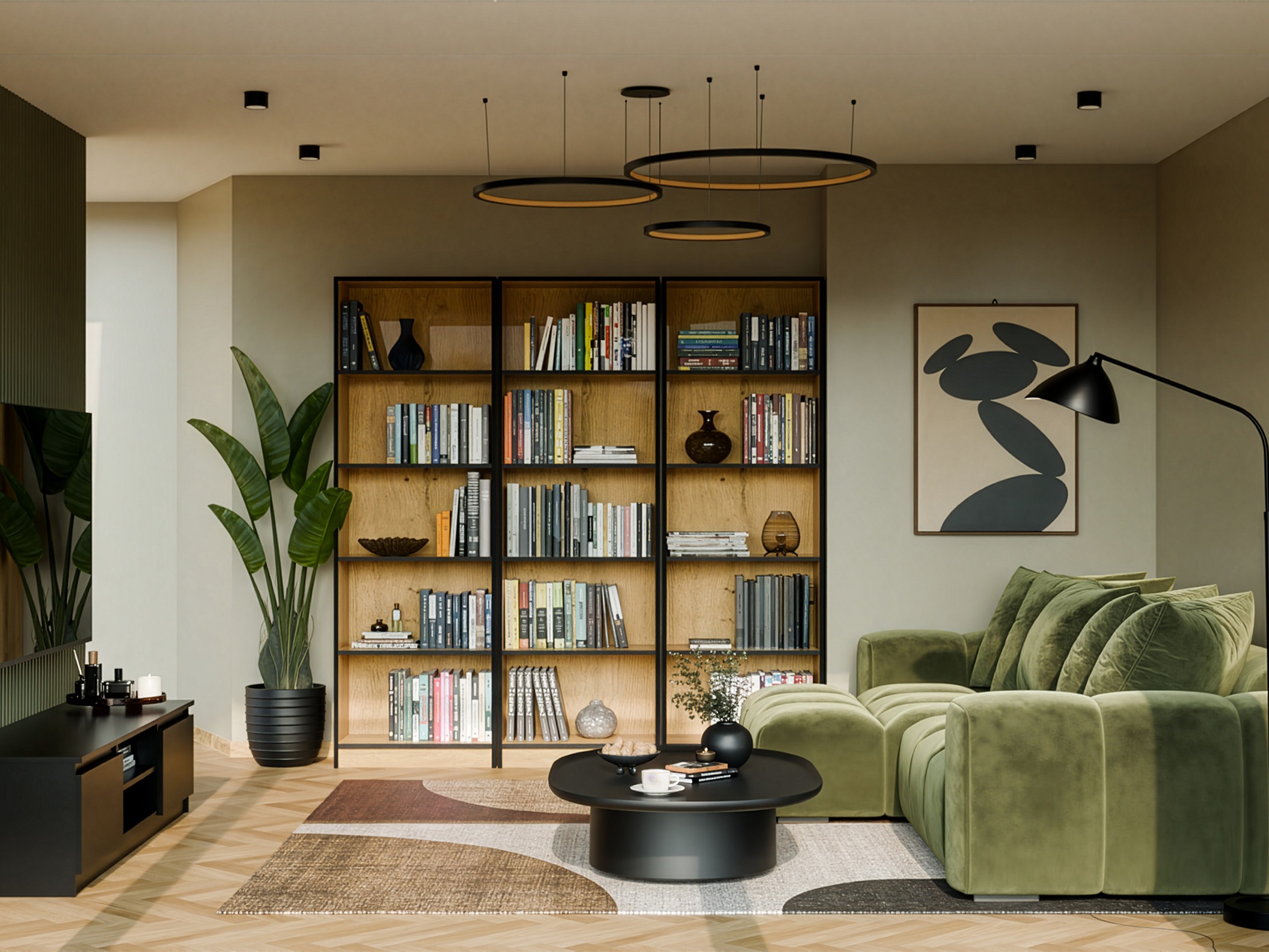 Bookcase Mandeville 191 (Artisan oak + Black)