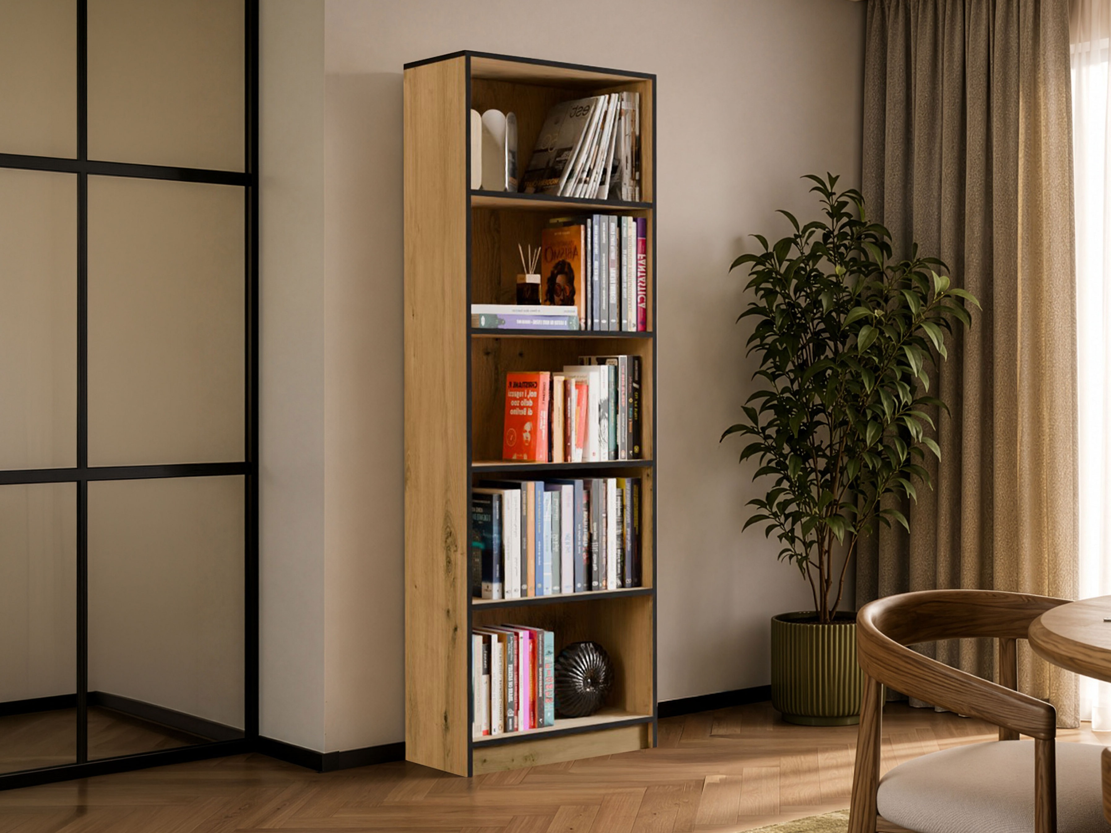 Bookcase Mandeville 191 (Artisan oak + Black)