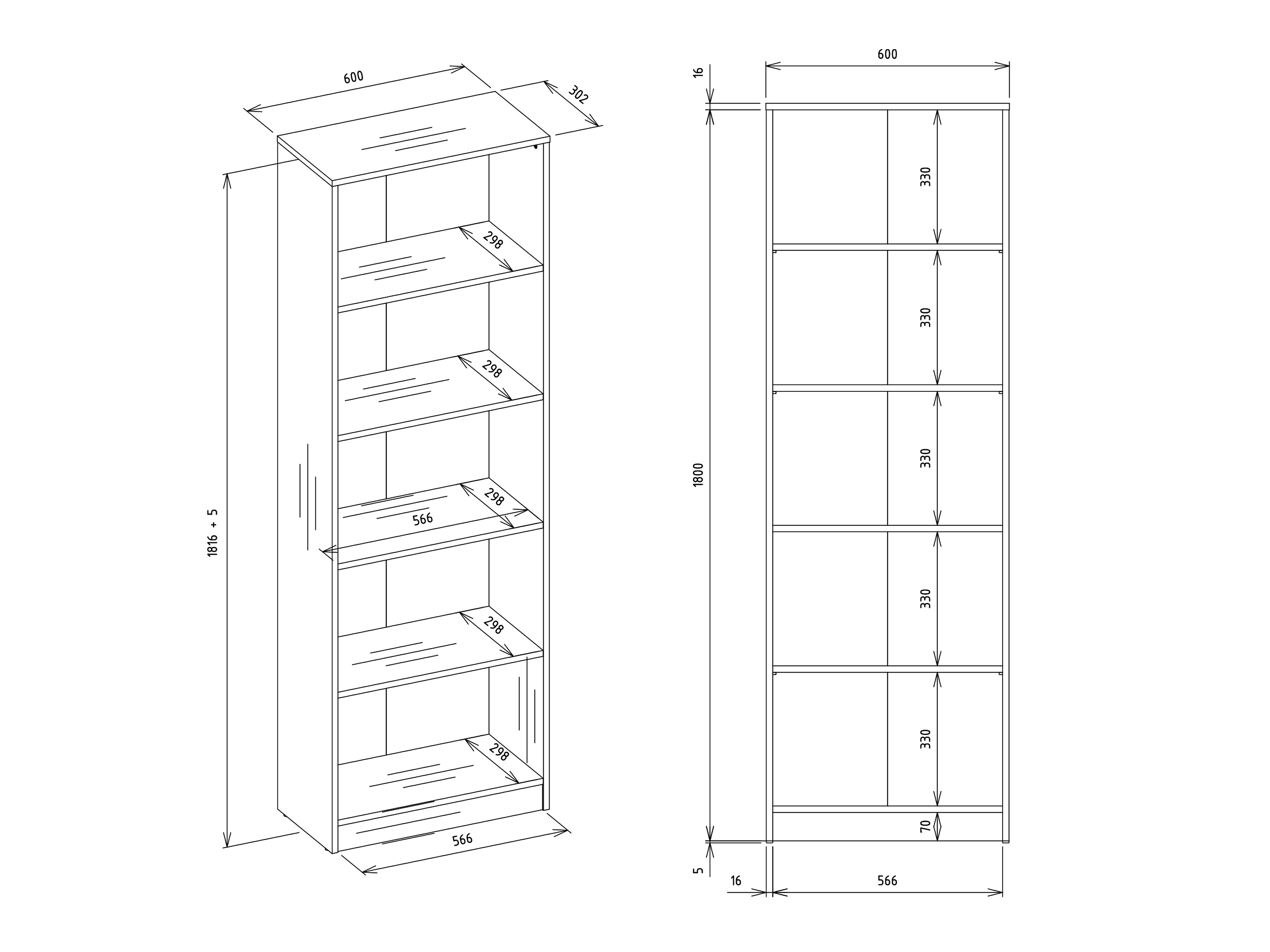 Bookcase Mandeville 191 (Artisan oak)