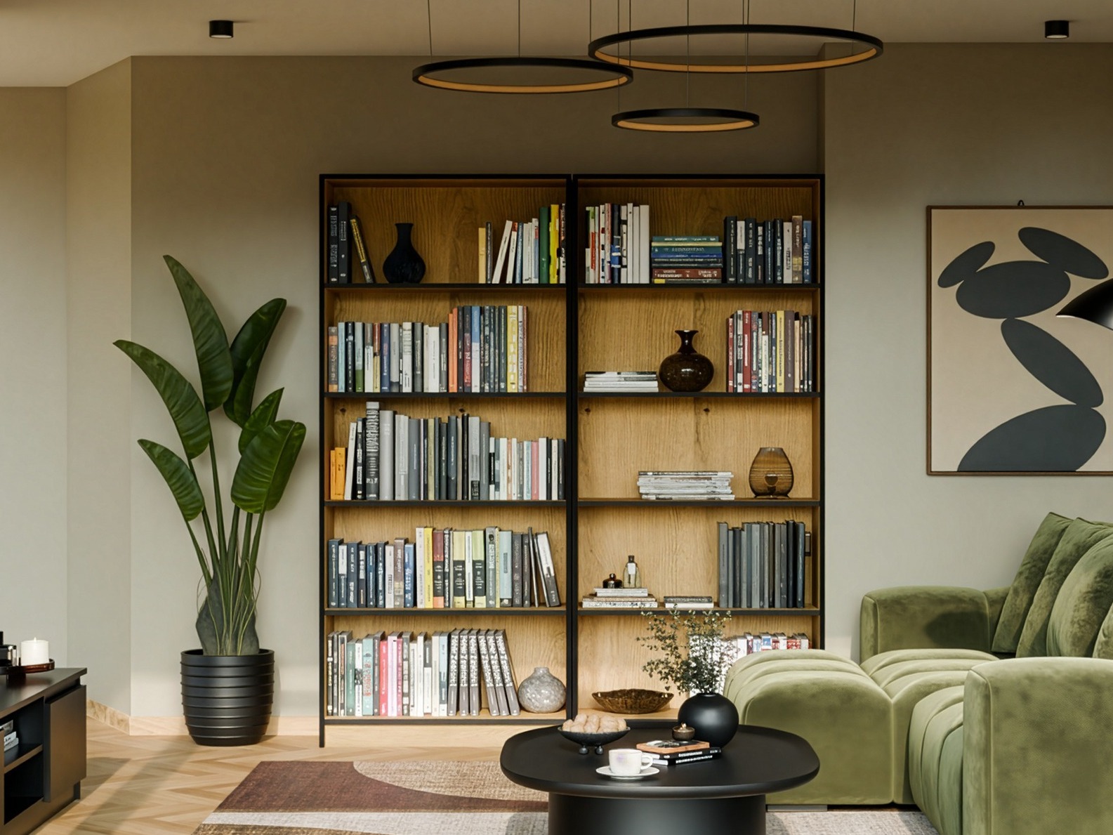 Bookcase Mandeville 253 (Artisan oak + Black)