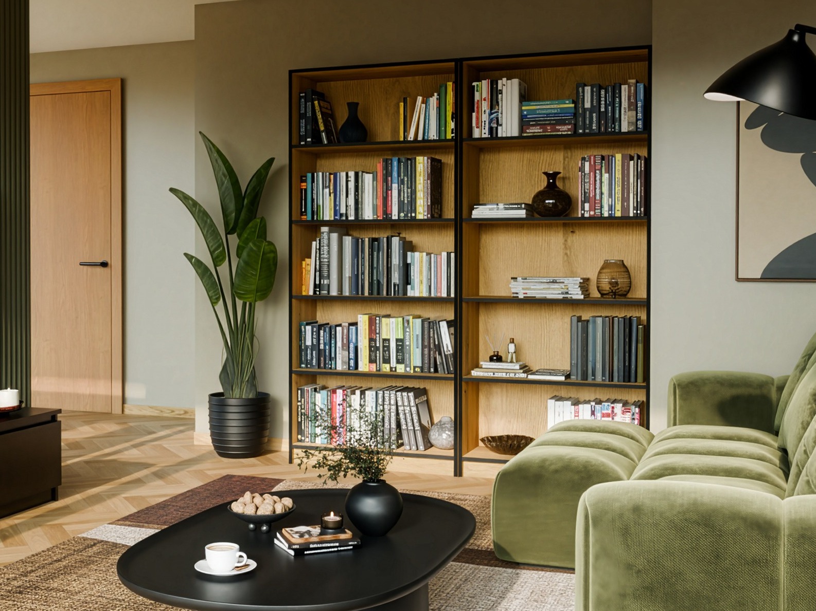 Bookcase Mandeville 253 (Artisan oak + Black)