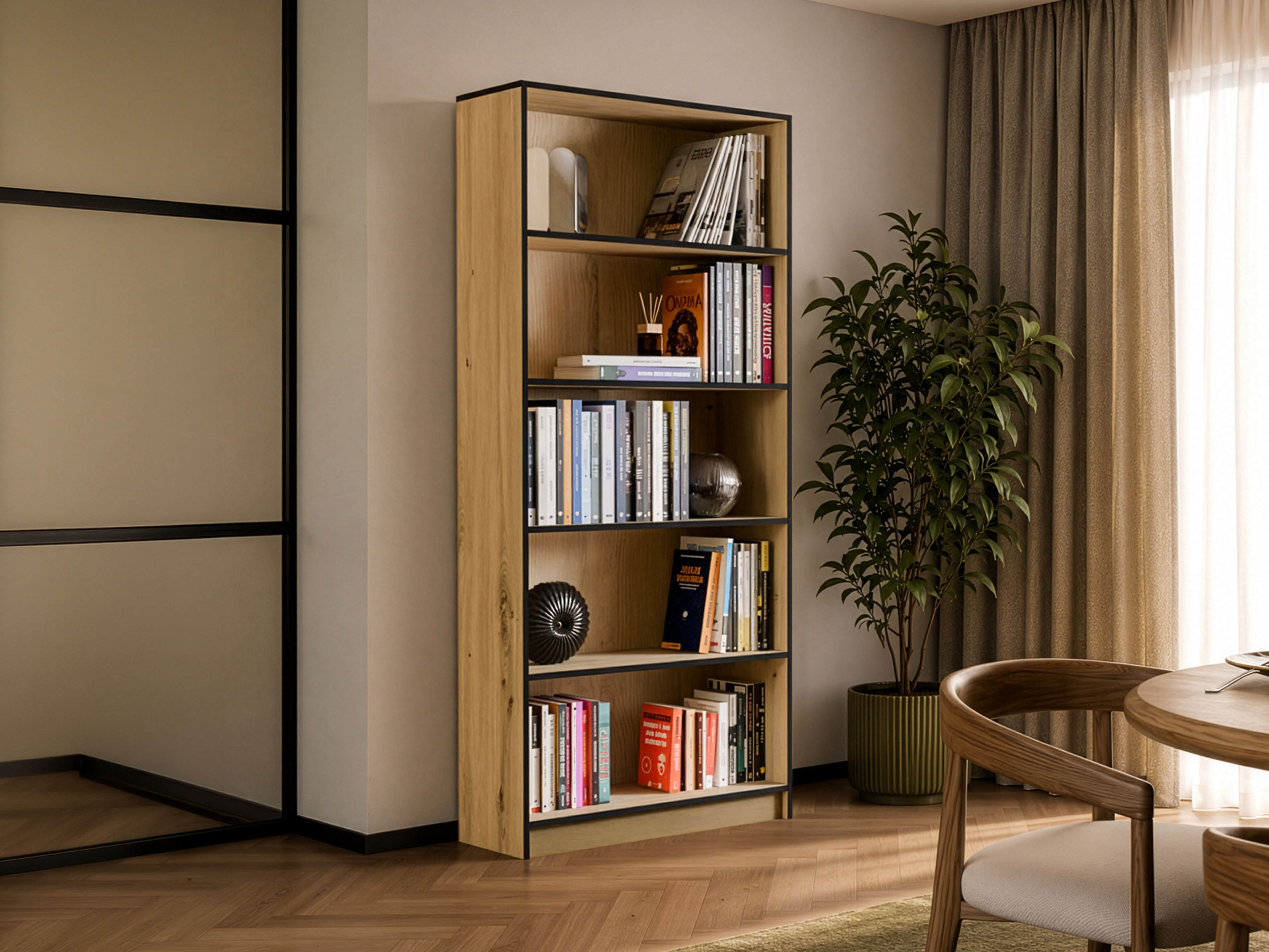 Bookcase Mandeville 253 (Artisan oak + Black)