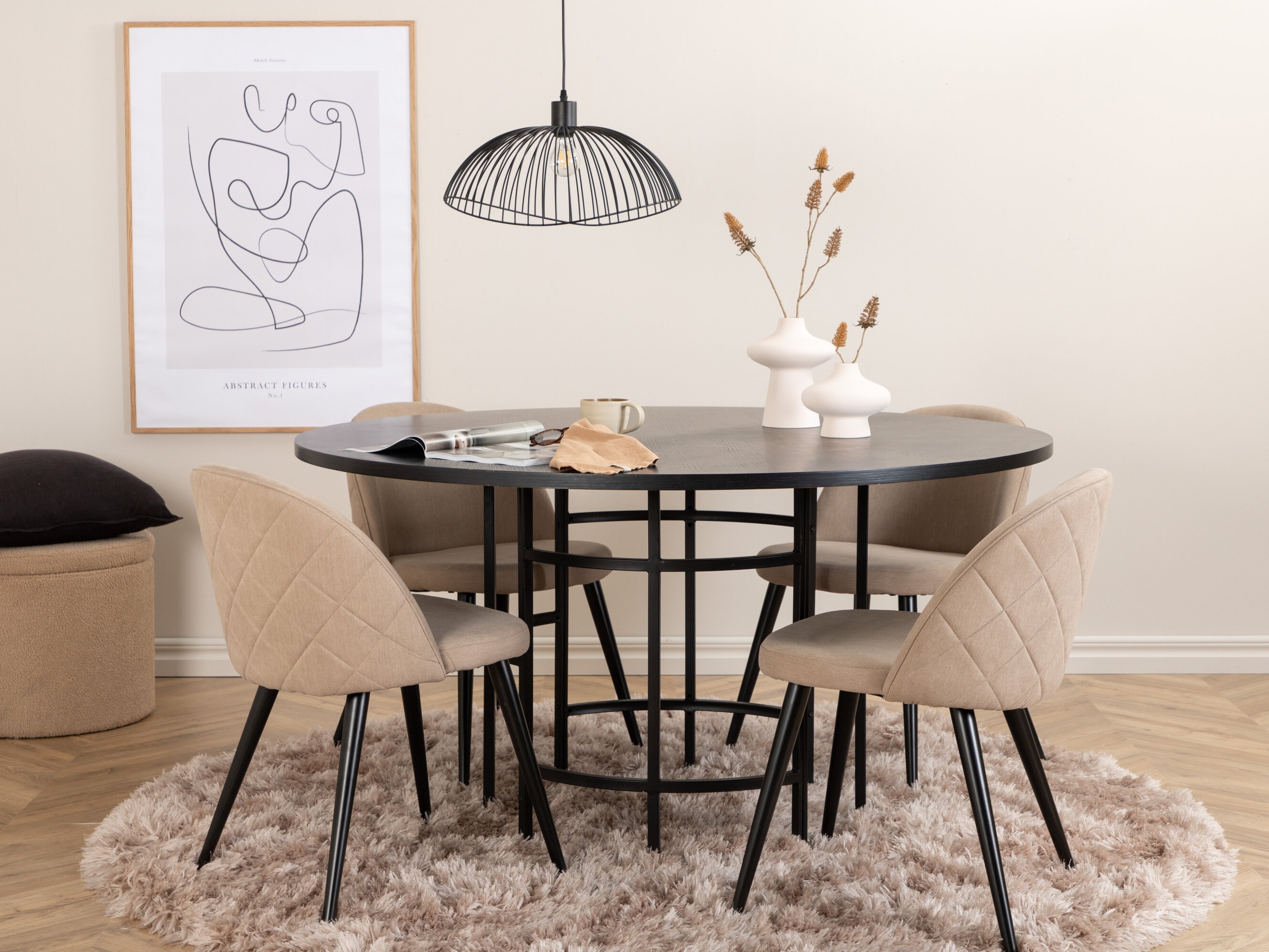 Dining set Dallas 2386 (Black + Beige)