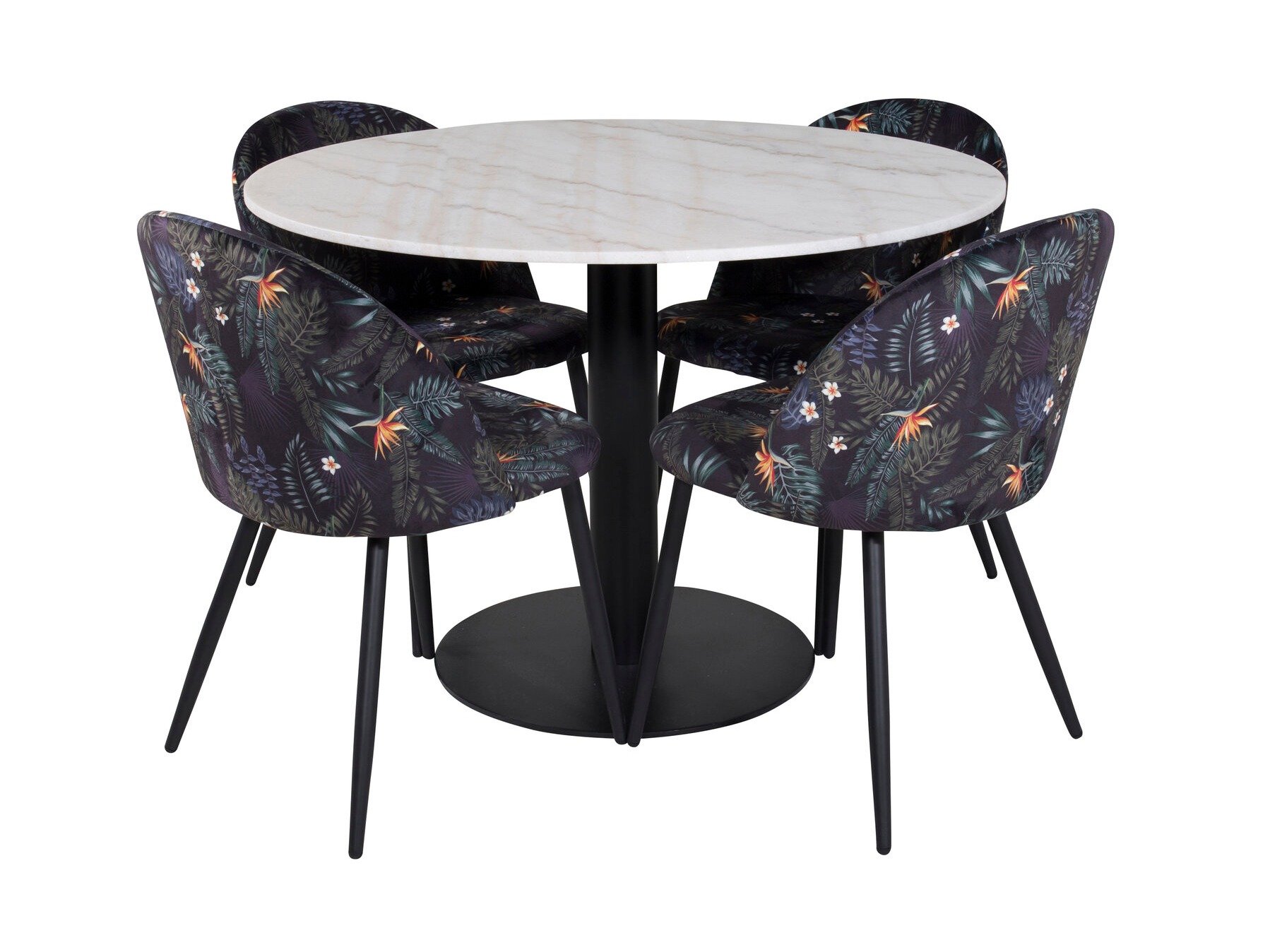 Dining set Dallas 2572 (Black + Floral pattern)