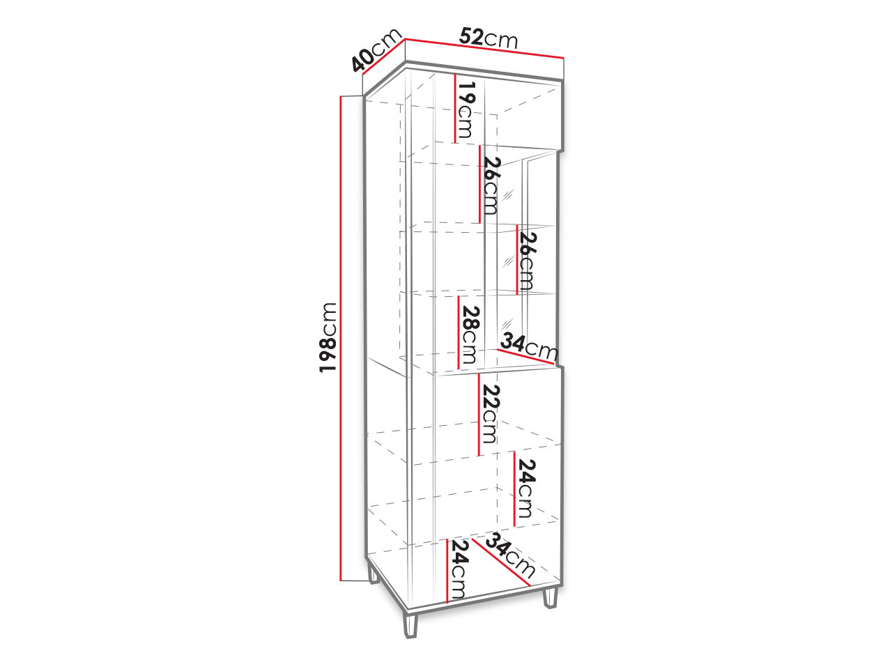 Bookcase Florem (White + Glossy white)