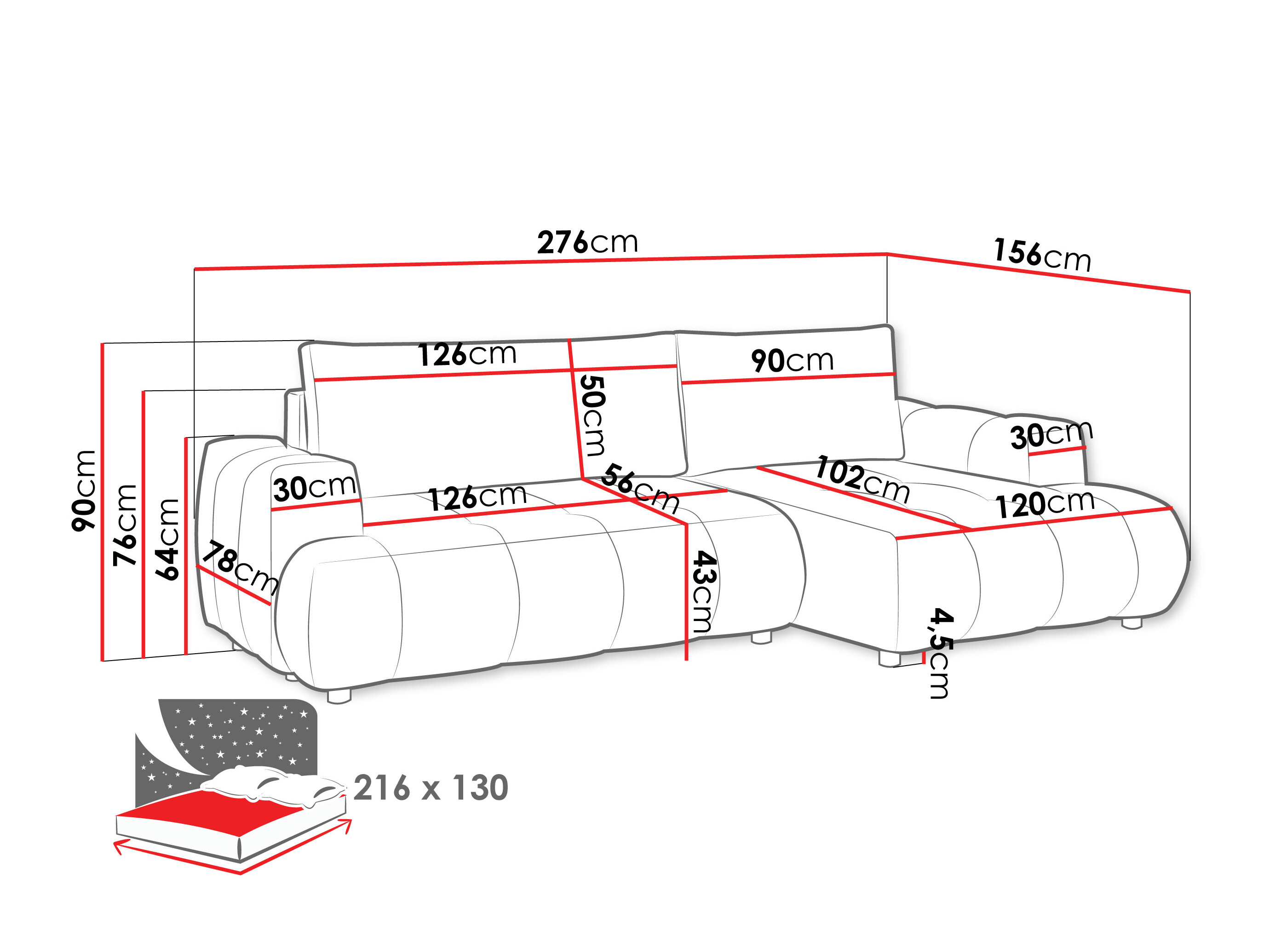 Corner sofa Columbus 266 (Velo 633)