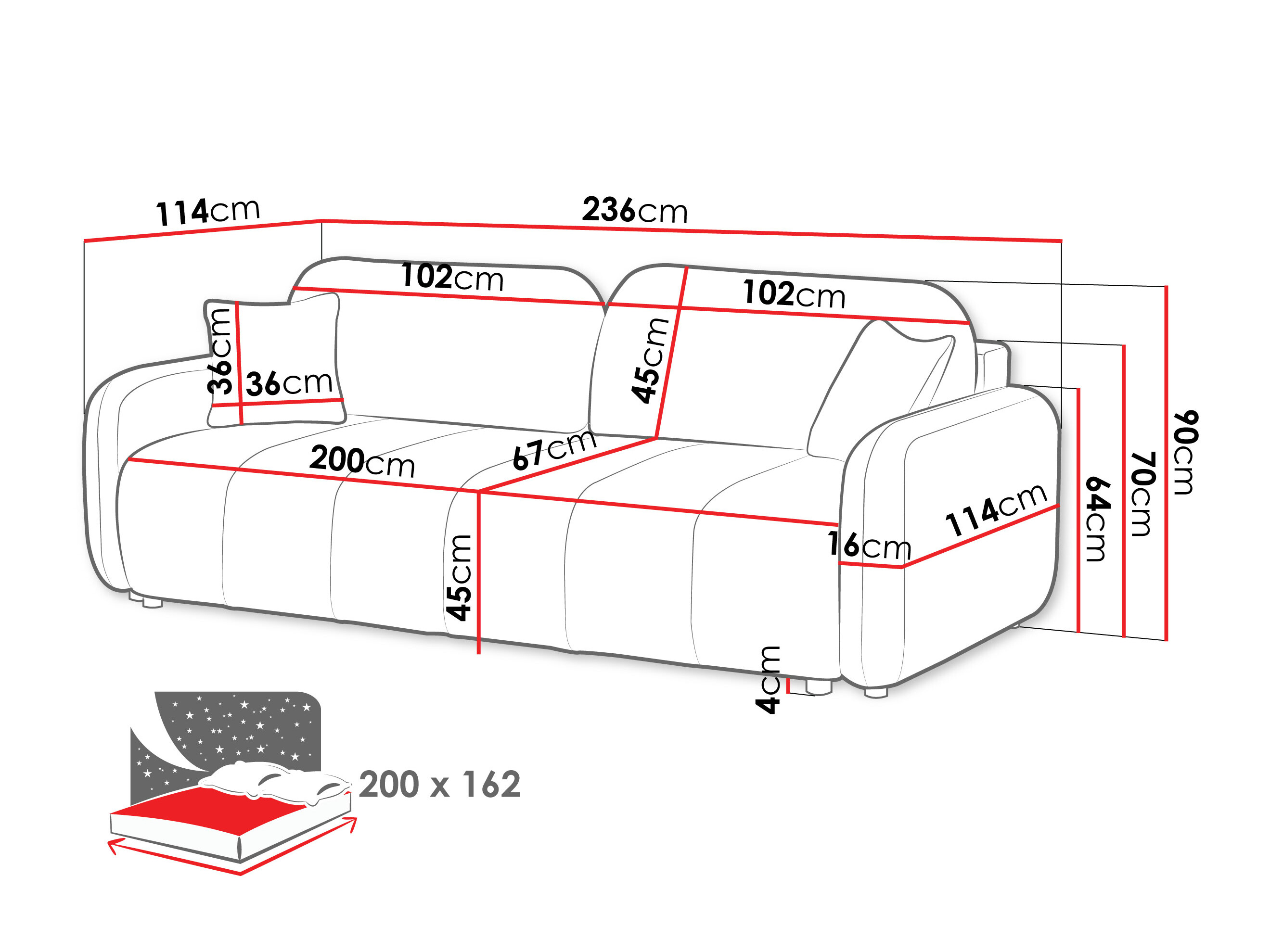 Sofa bed Clinton 102 (Lambi 12)
