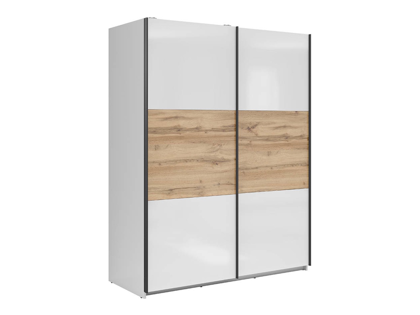 Wardrobe Livevaro 117 (Glossy white + Wotan Oak)