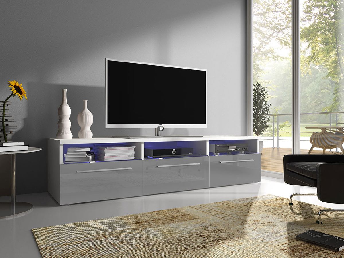 TV stand Uva I (White + Gloss grey)