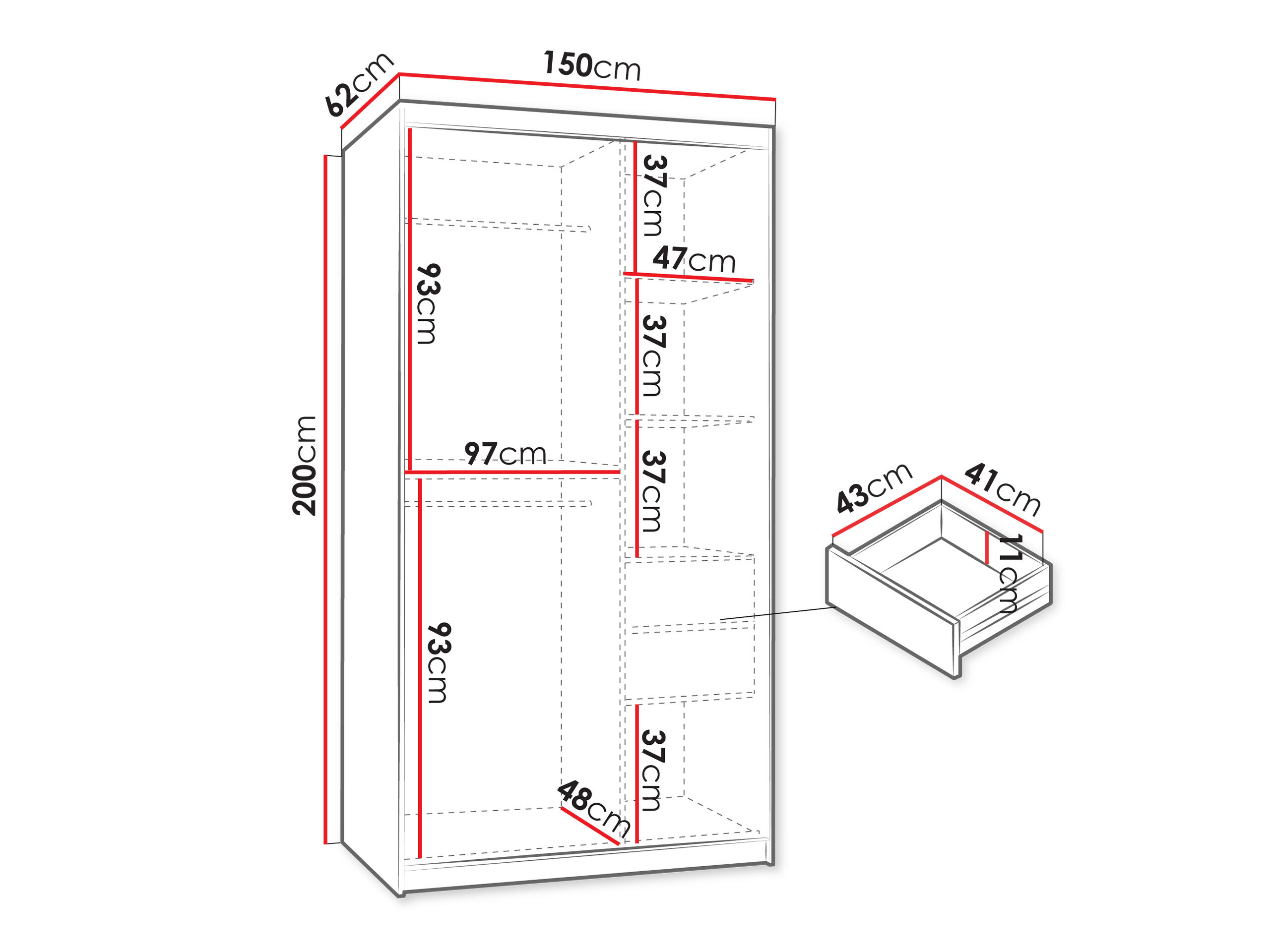 Wardrobe Hartford 502 (Walnut)