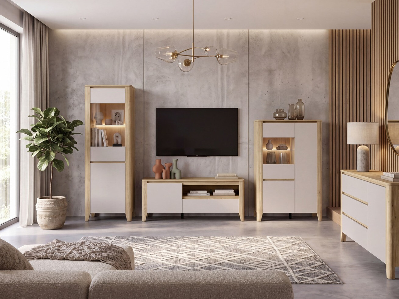 Bookcase Talduno 101 (Light oak + Cashmere)
