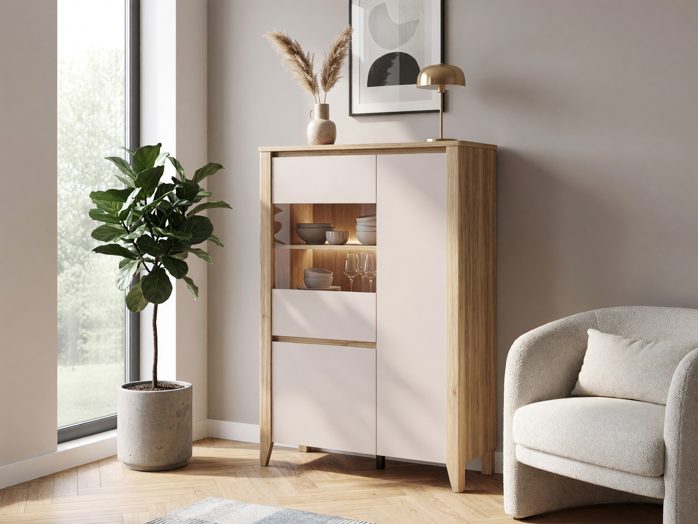 Bookcase Talduno 101 (Light oak + Cashmere)