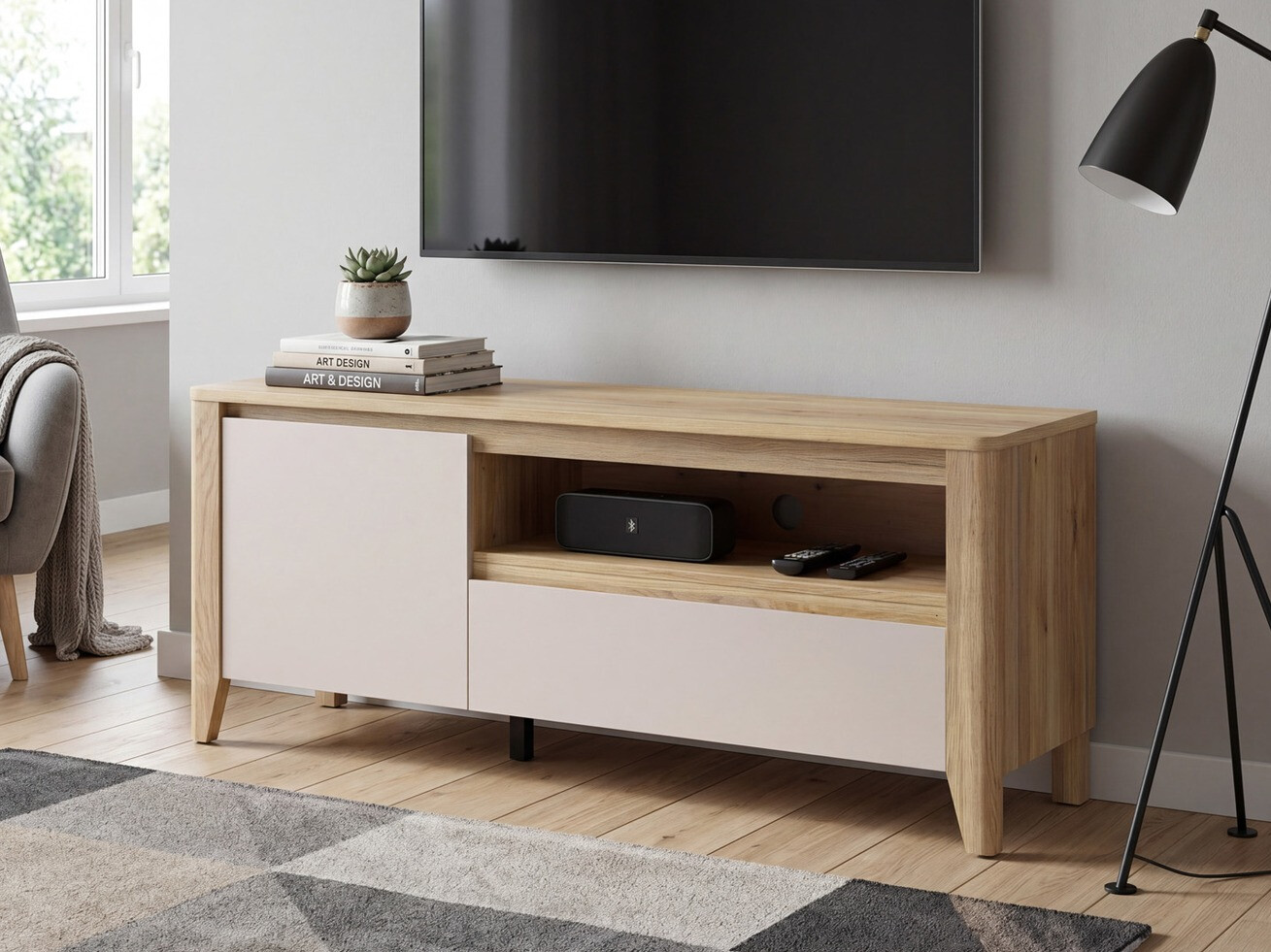 TV stand Talduno 100 (Light oak + Cashmere)