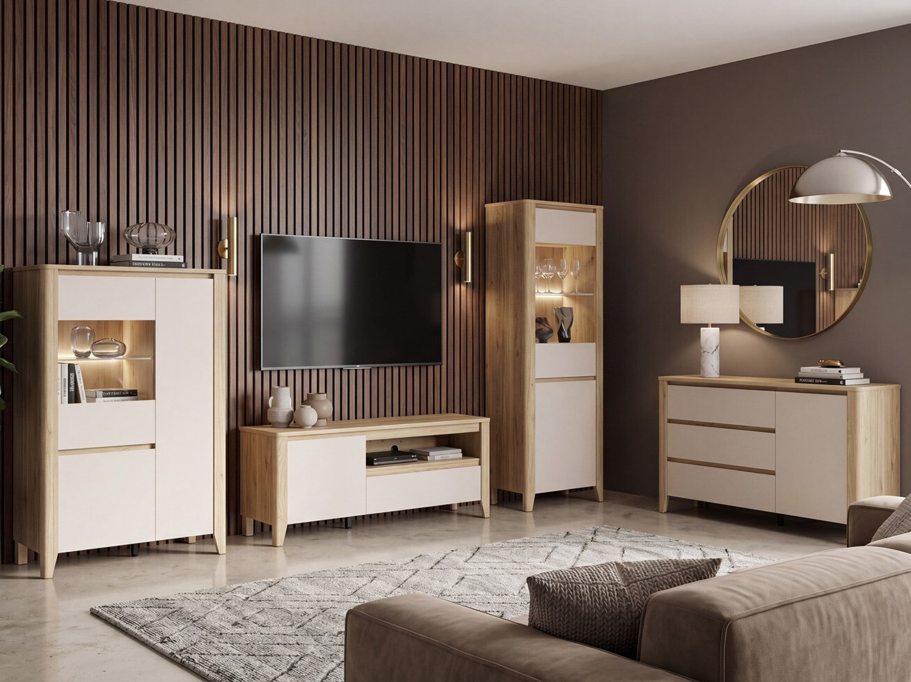 Bookcase Talduno 104 (Light oak + Cashmere)