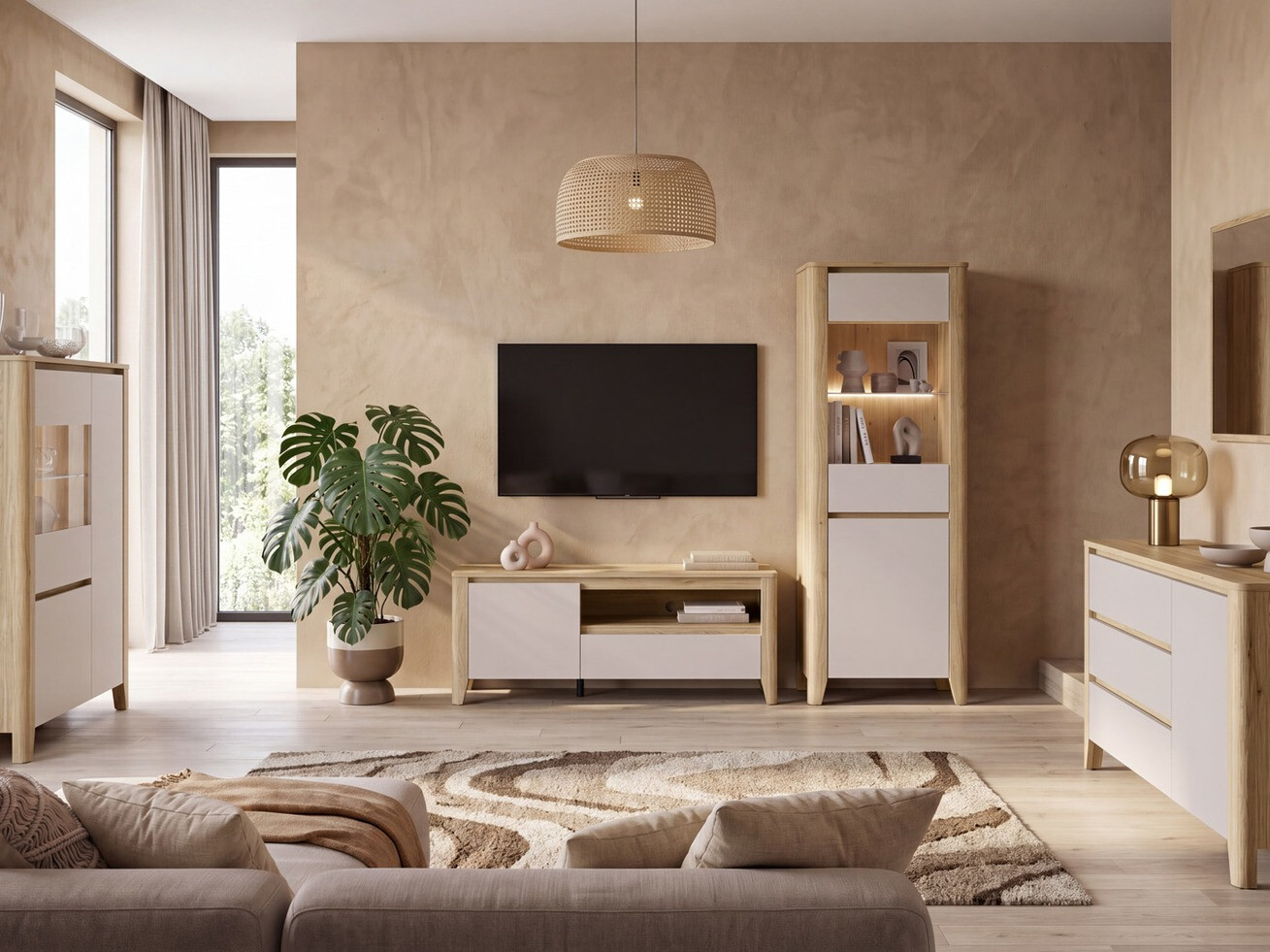 Bookcase Talduno 104 (Light oak + Cashmere)