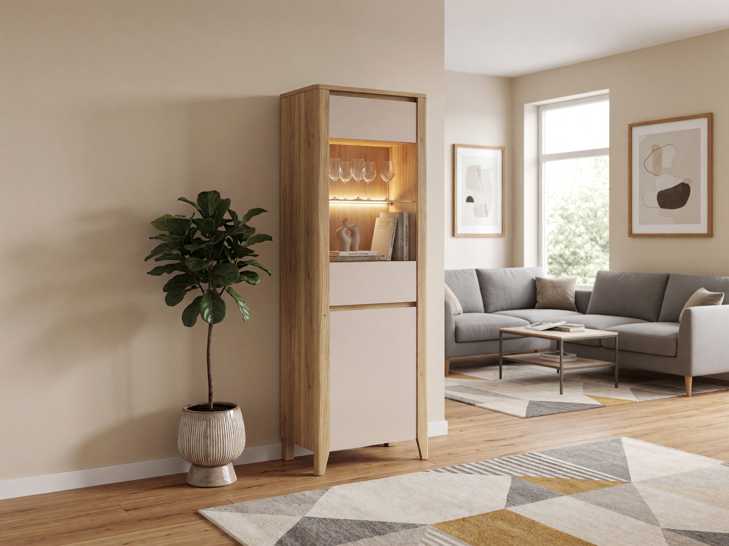 Bookcase Talduno 104 (Light oak + Cashmere)