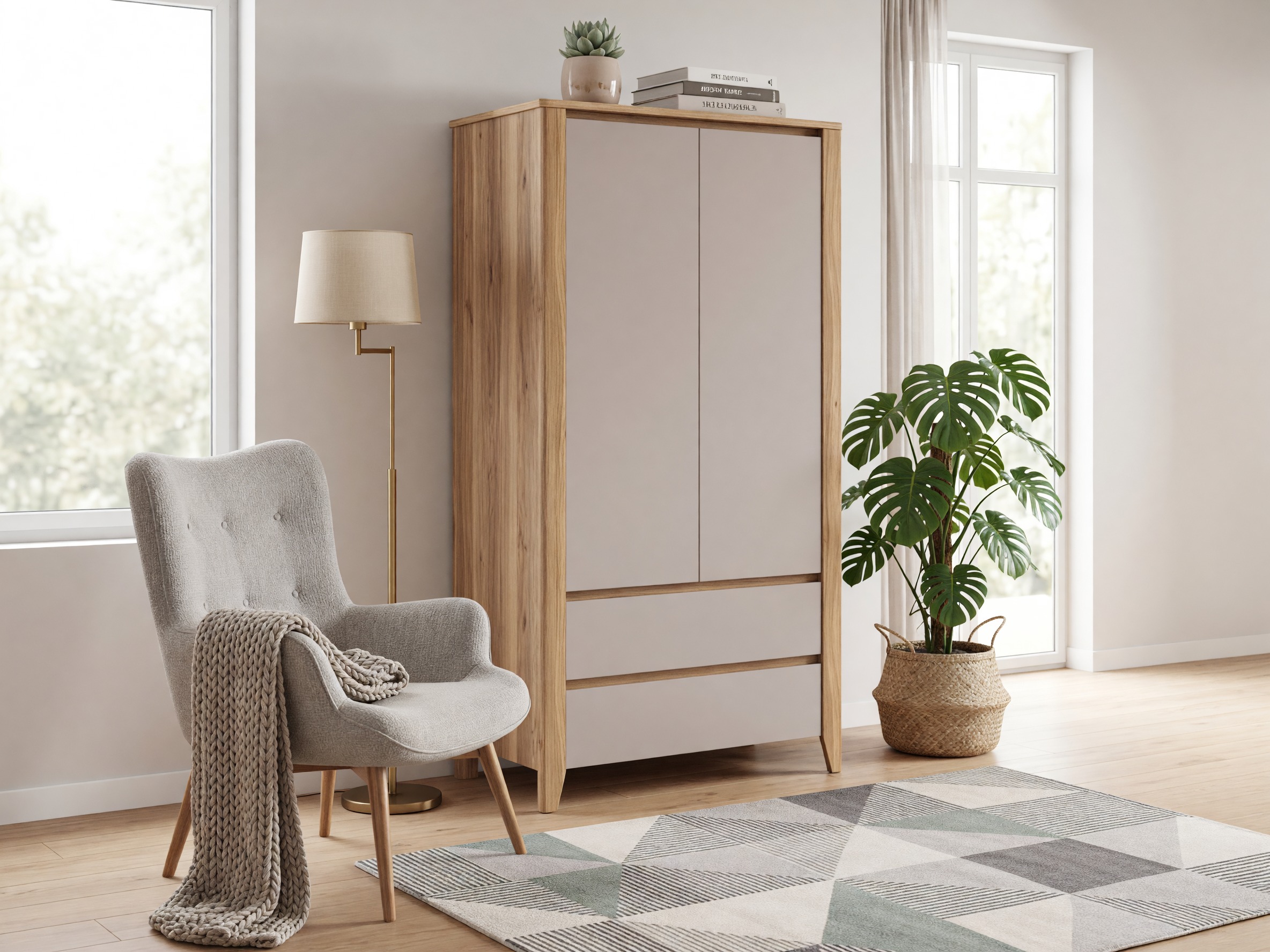 Wardrobe Talduno 103 (Light oak + Cashmere)