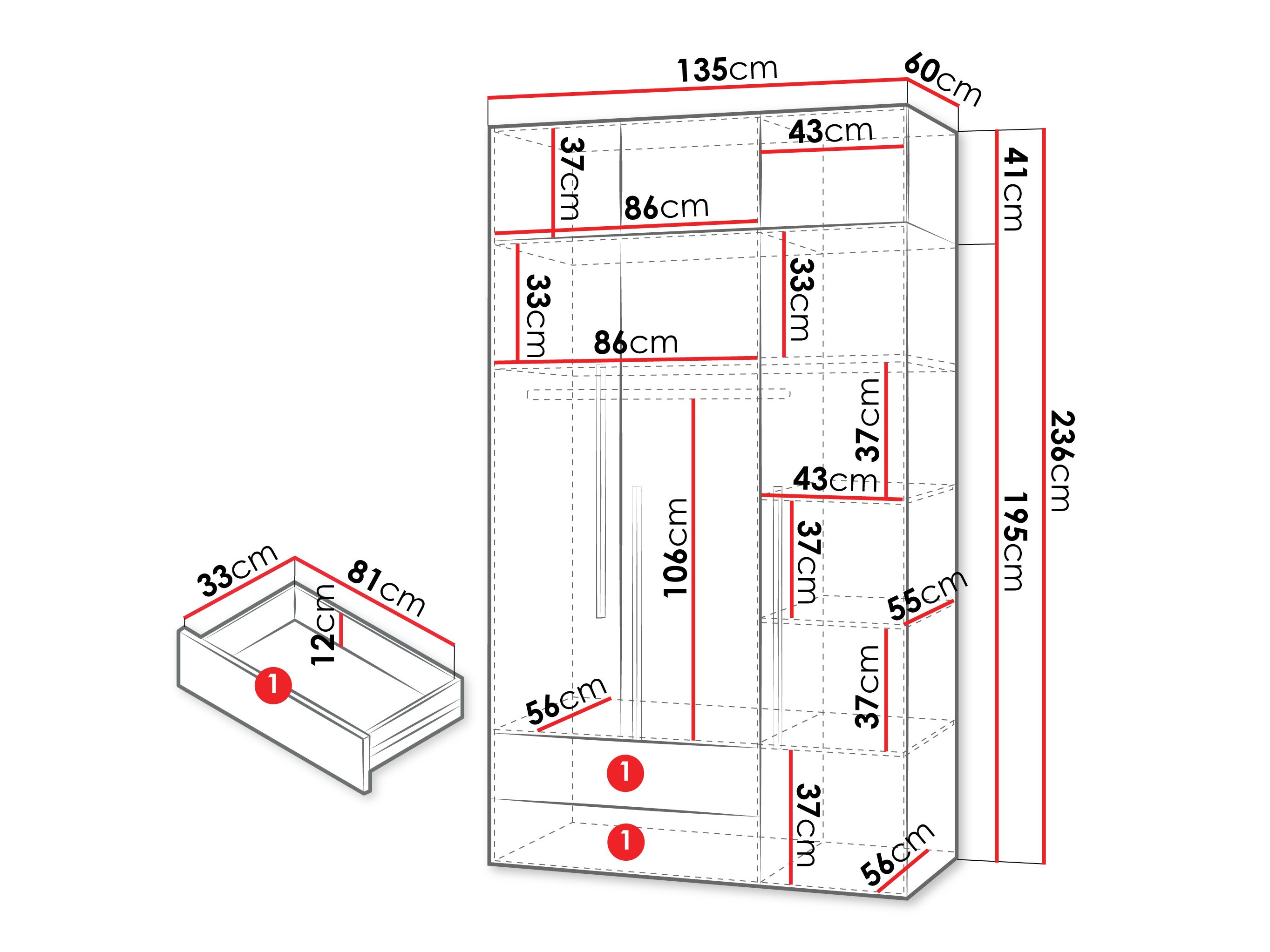Wardrobe Etruva 100