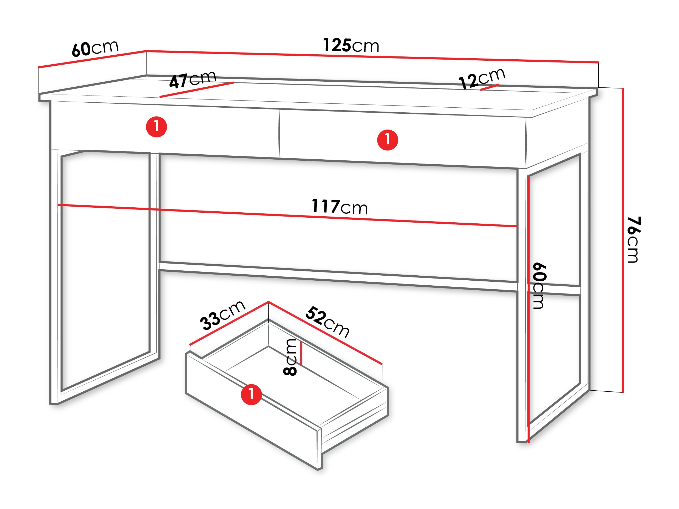 Desk Etruva 109 (Cashmere + Oak)